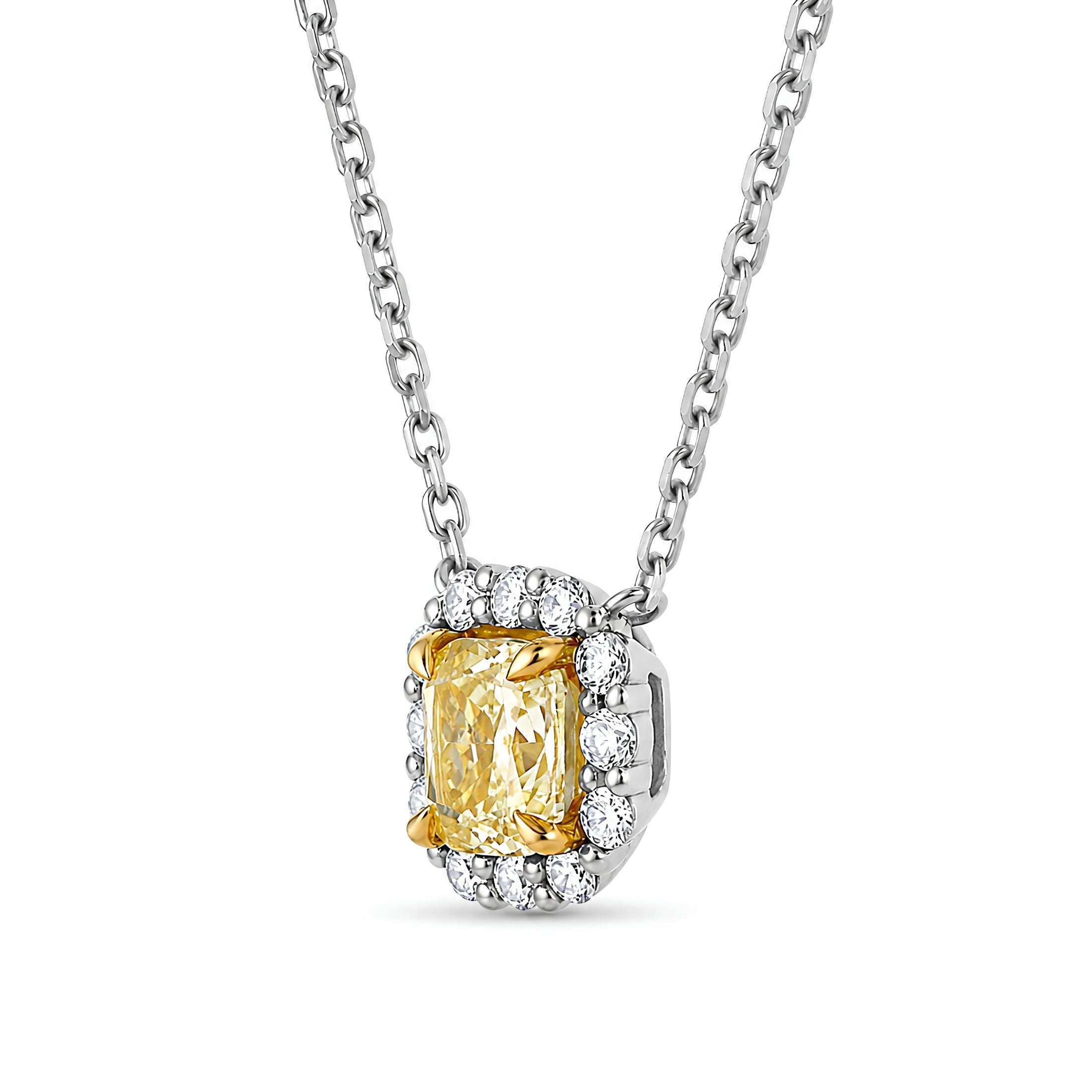 Rousselle 1.31 Carat Yellow Diamond Pendant in 18K White Gold