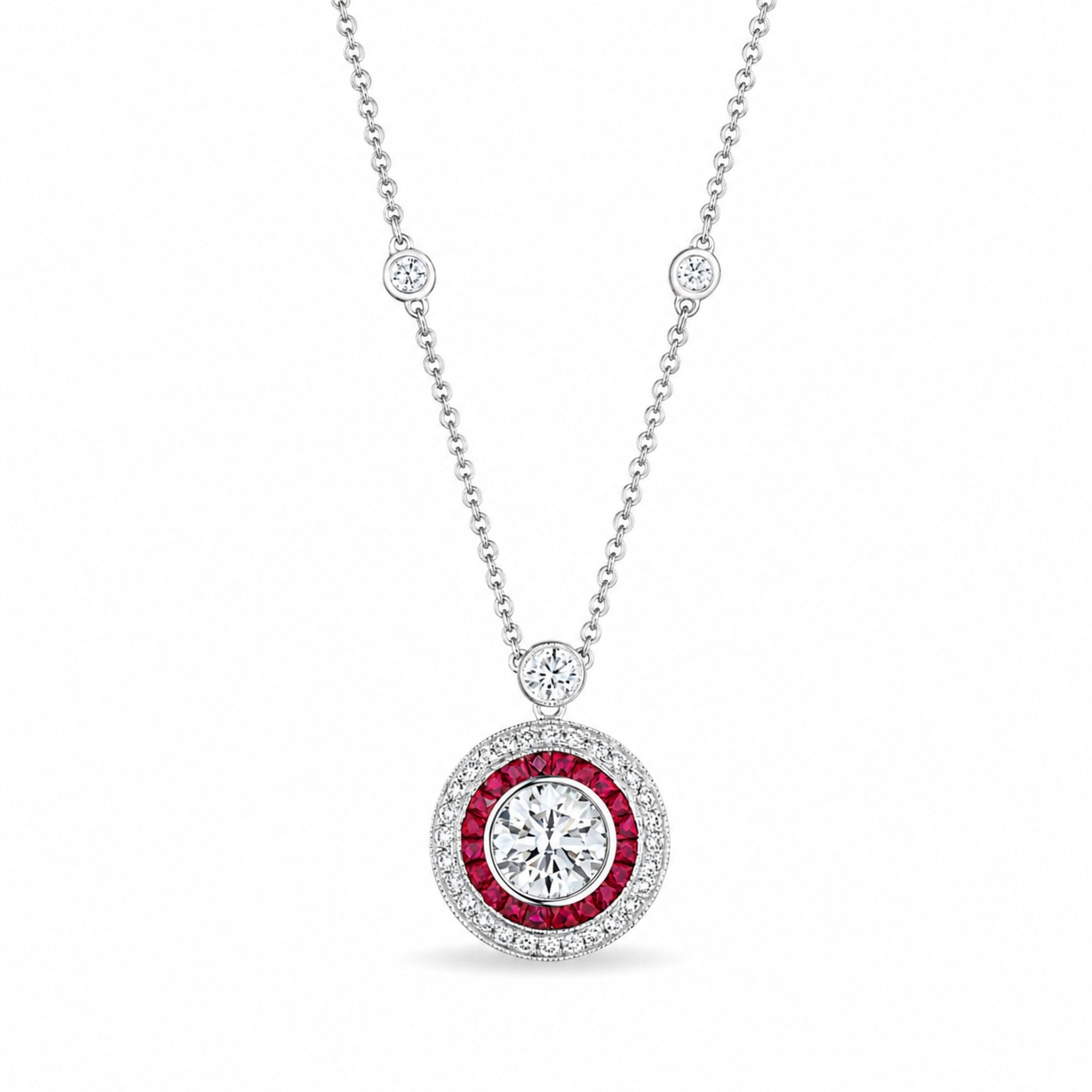 Carlyle 2.32 Carat Ruby and Diamond Pendant in 18K White Gold & Platinum