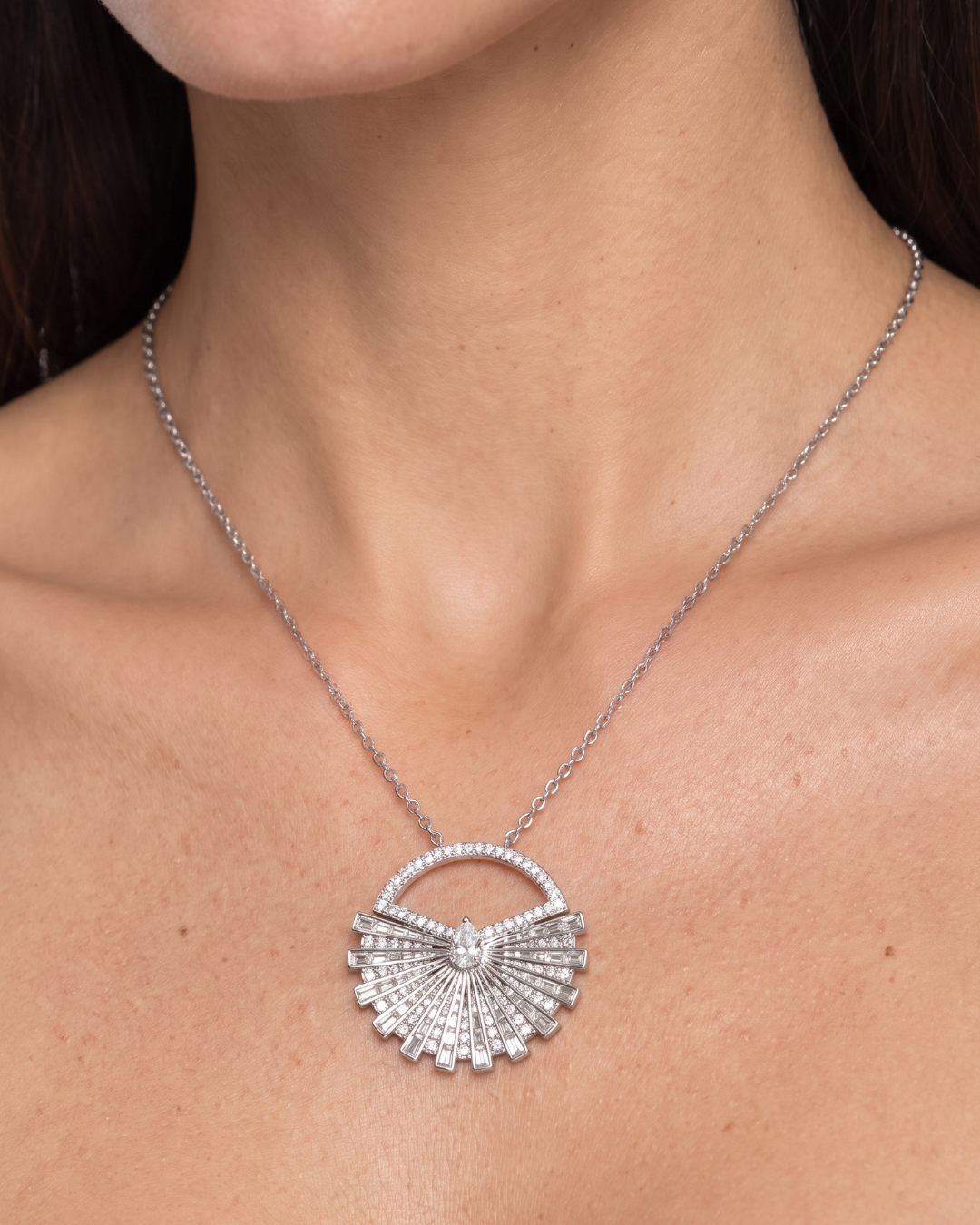 Astrielle 7.06 Carat Diamond Pendant Necklace in 18K White Gold