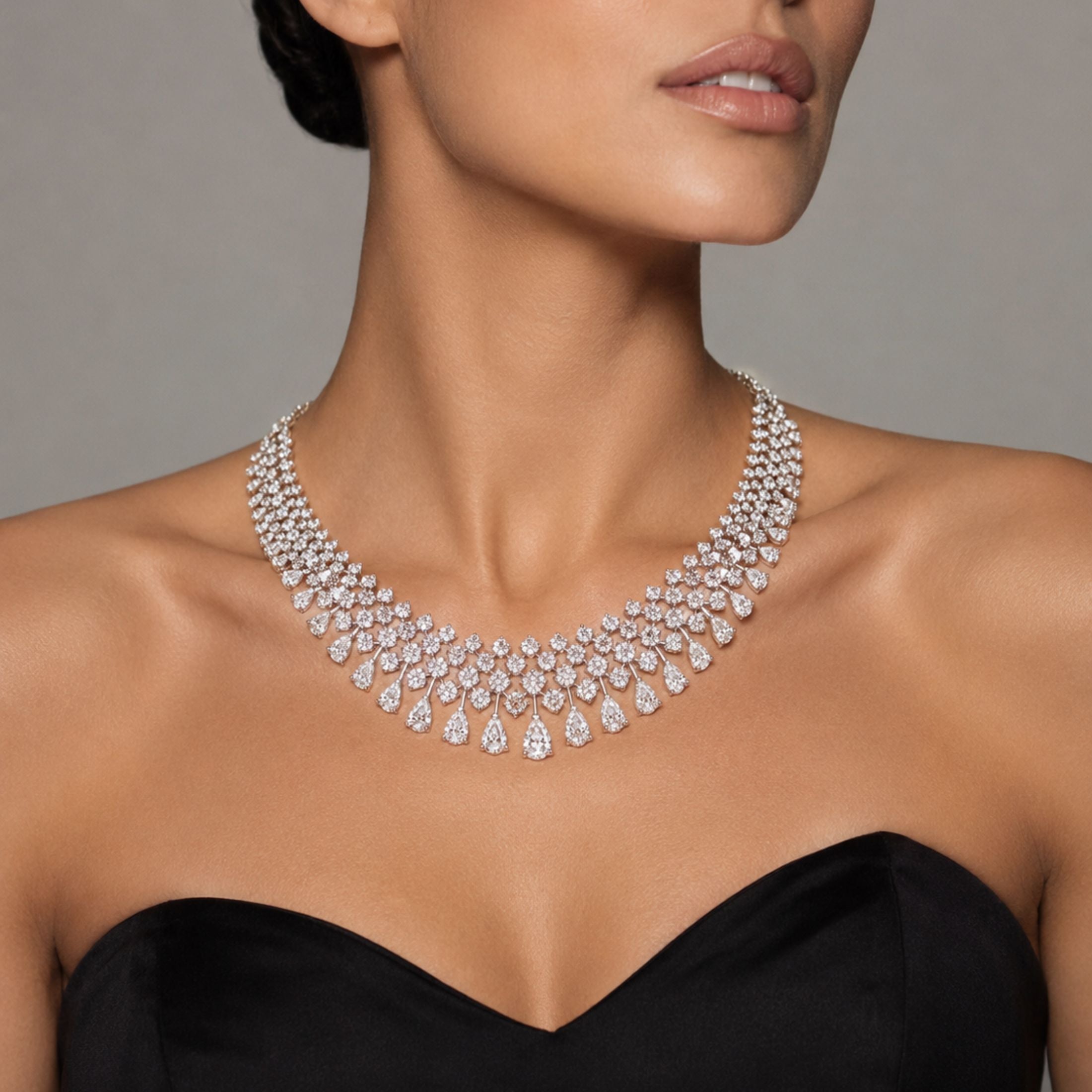 Cecil 42.0 Carat Diamond Necklace in 18K White Gold