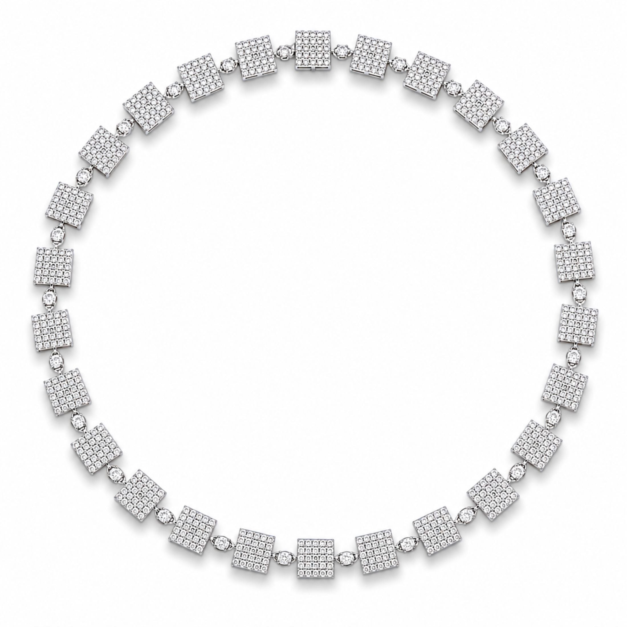 Quadrata 18.25 Carat Diamond Link Necklace in 18K White Gold
