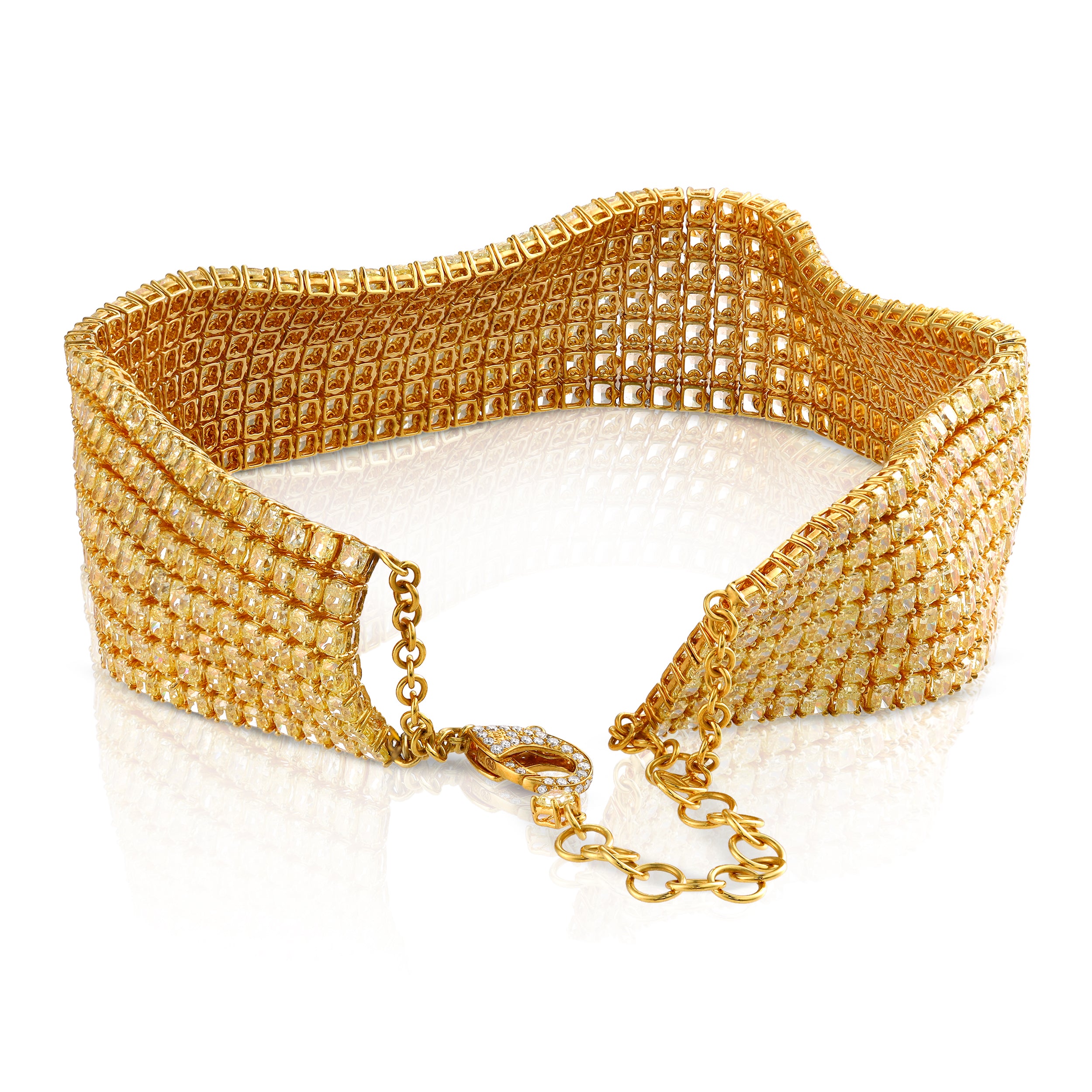 Marques Riscal 103.51 Carat Yellow Diamond Necklace in 18K Yellow Gold
