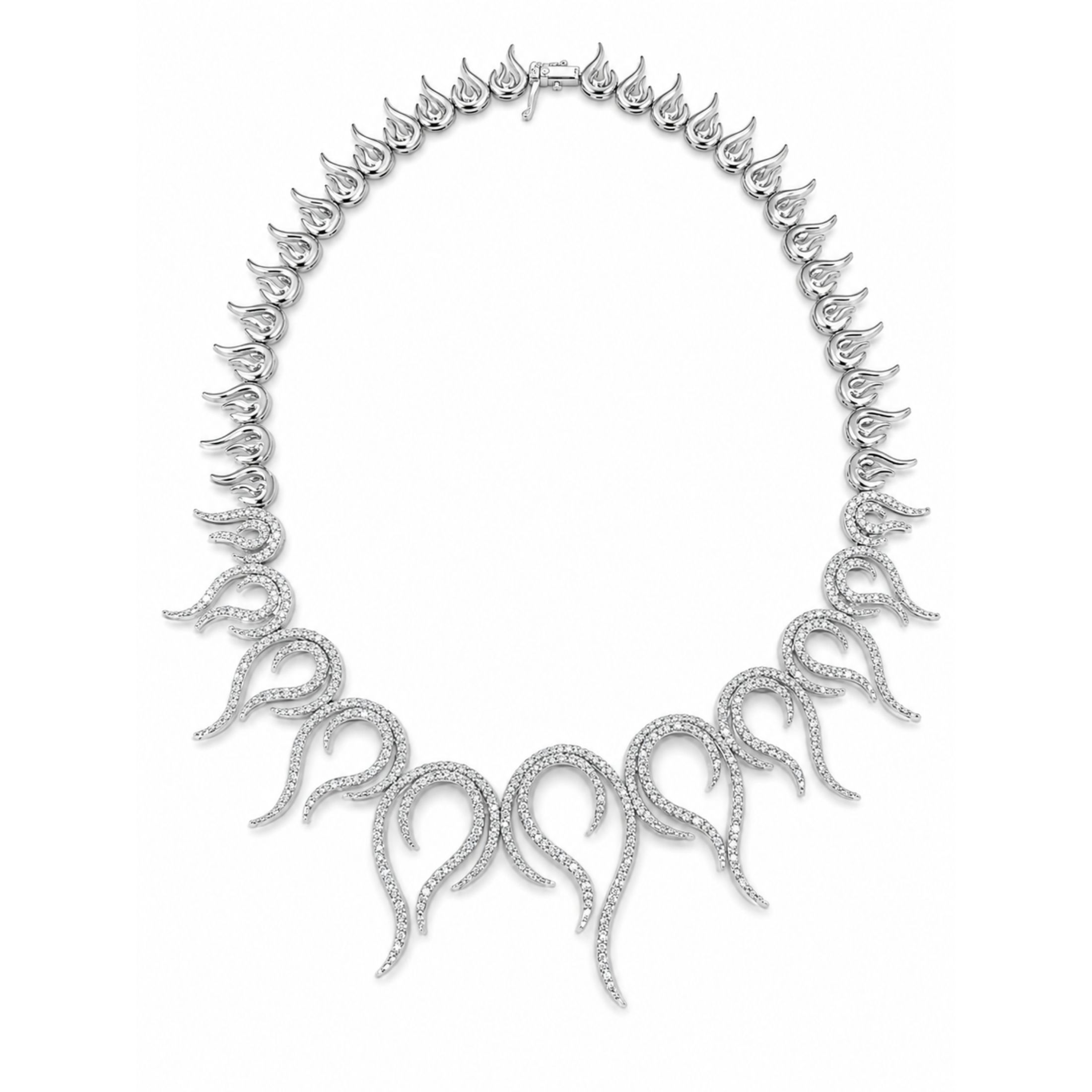 Fiammetta 4.10 Carat Diamond Collar Necklace in 18K White Gold