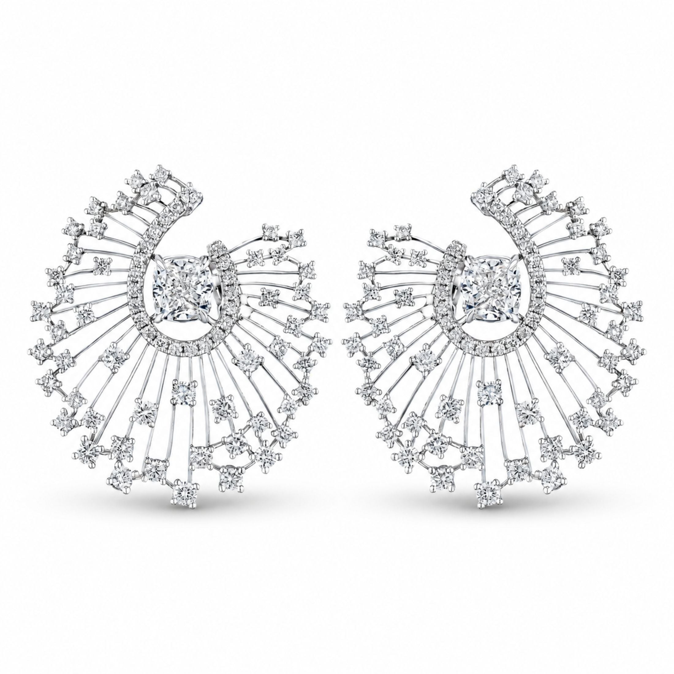 Nocturne Halo 3.54 Carat Diamond Earrings in 18K White Gold