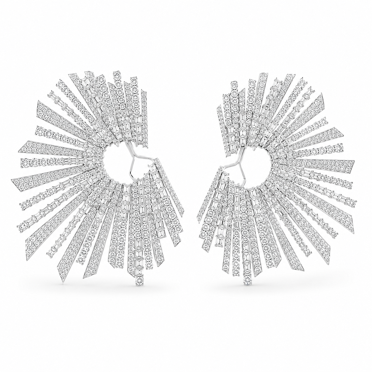 Nova Arc 19.21 Carat Diamond Earrings in 18K White Gold