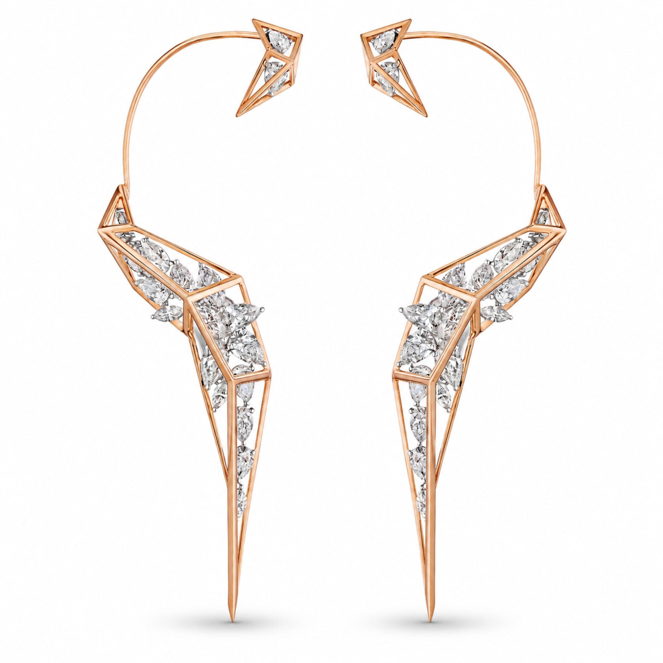 Obsidian Silk 13.54 Carat Diamond Earrings in 18K White Gold