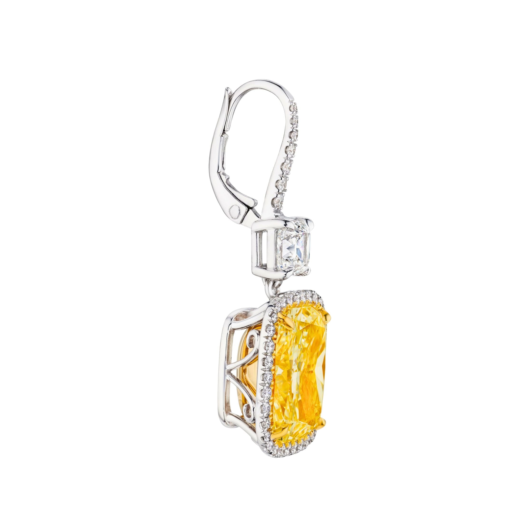 Leviev Opus Doré yellow diamond drop earrings platinum lever-back detail