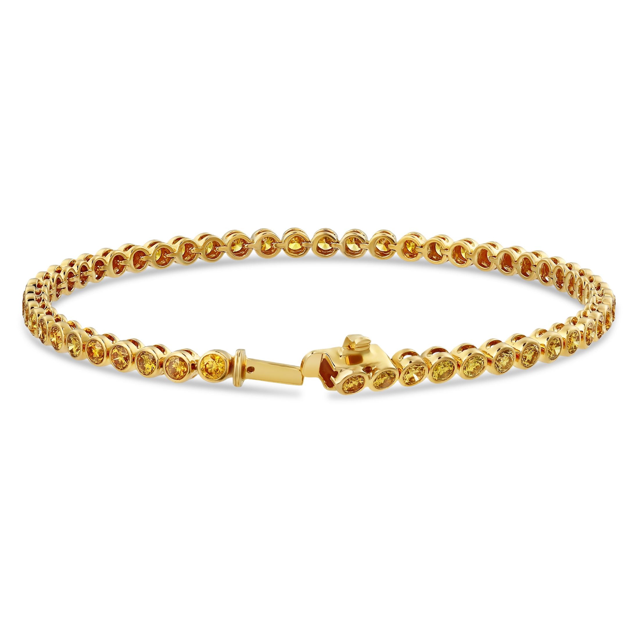 Orla 1.85 Carat Fancy Deep Orange Yellow Diamond Tennis Bracelet in 18K Yellow Gold