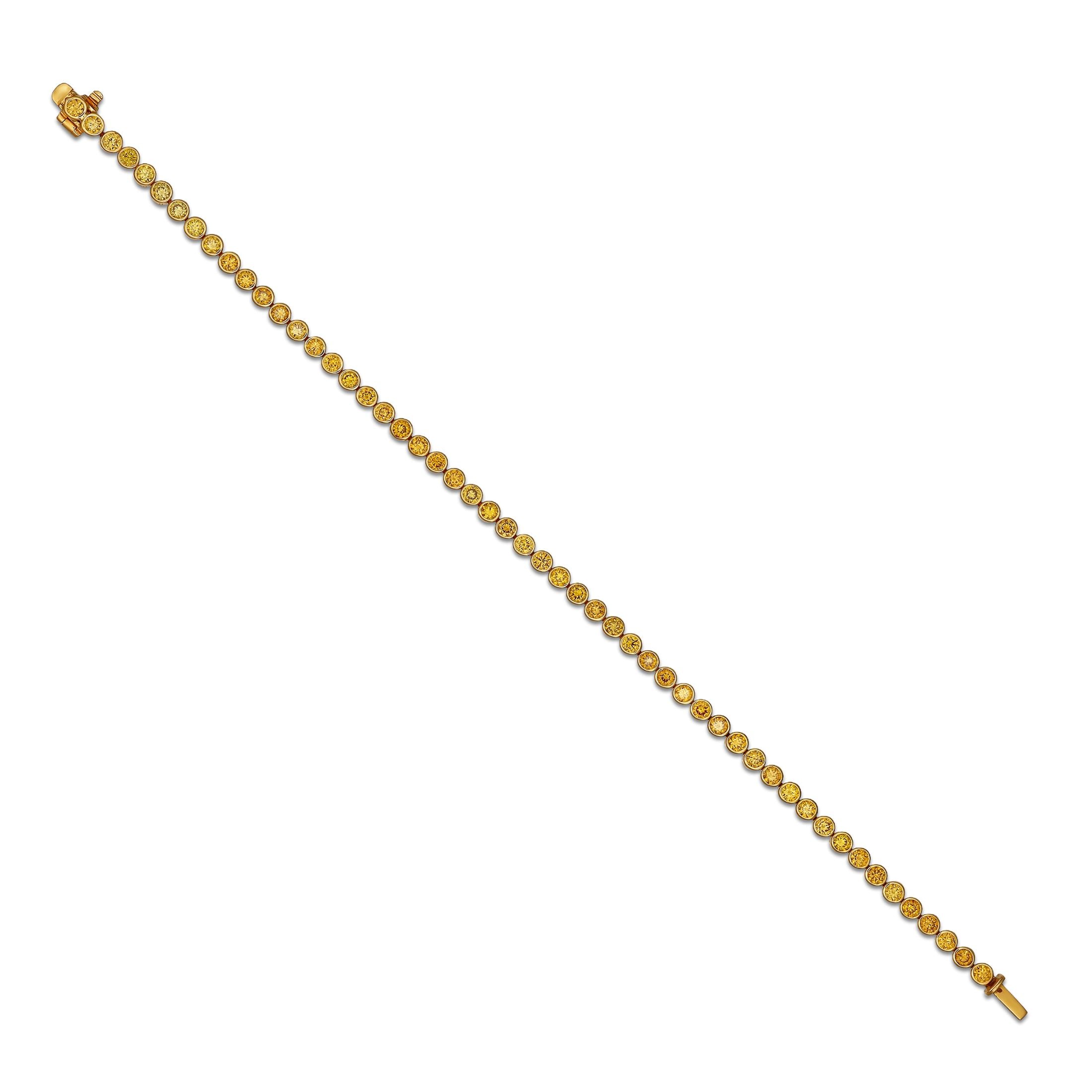 Orla 1.85 Carat Fancy Deep Orange Yellow Diamond Tennis Bracelet in 18K Yellow Gold