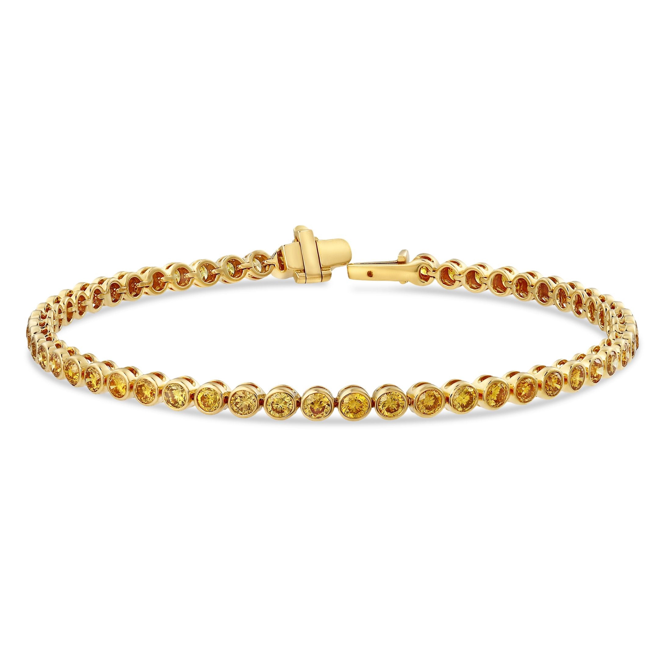 Orla 1.85 Carat Fancy Deep Orange Yellow Diamond Tennis Bracelet in 18K Yellow Gold