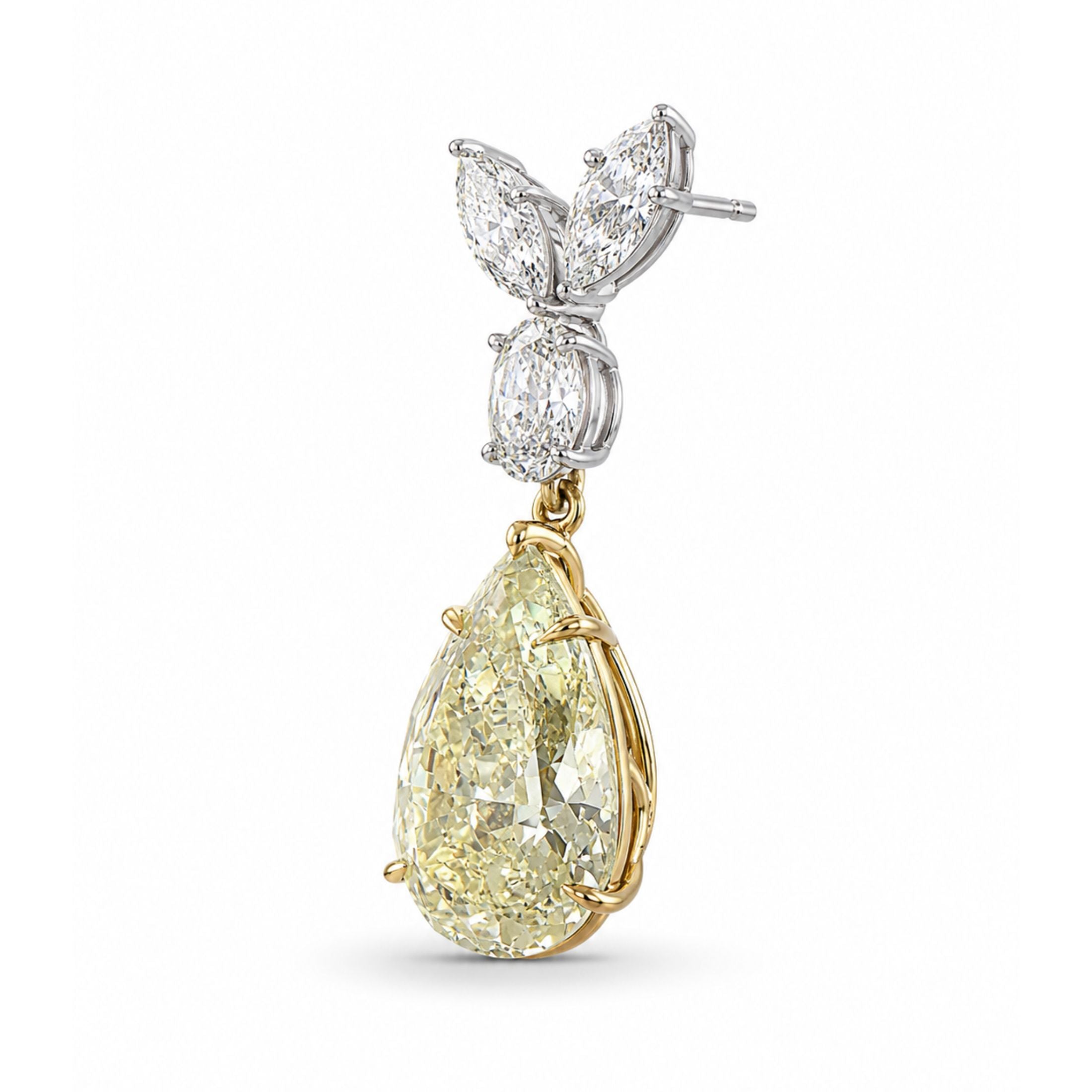 Oro di Capri 24.99 Carat Pear Cut Diamond Drop Earrings in 18K White Gold