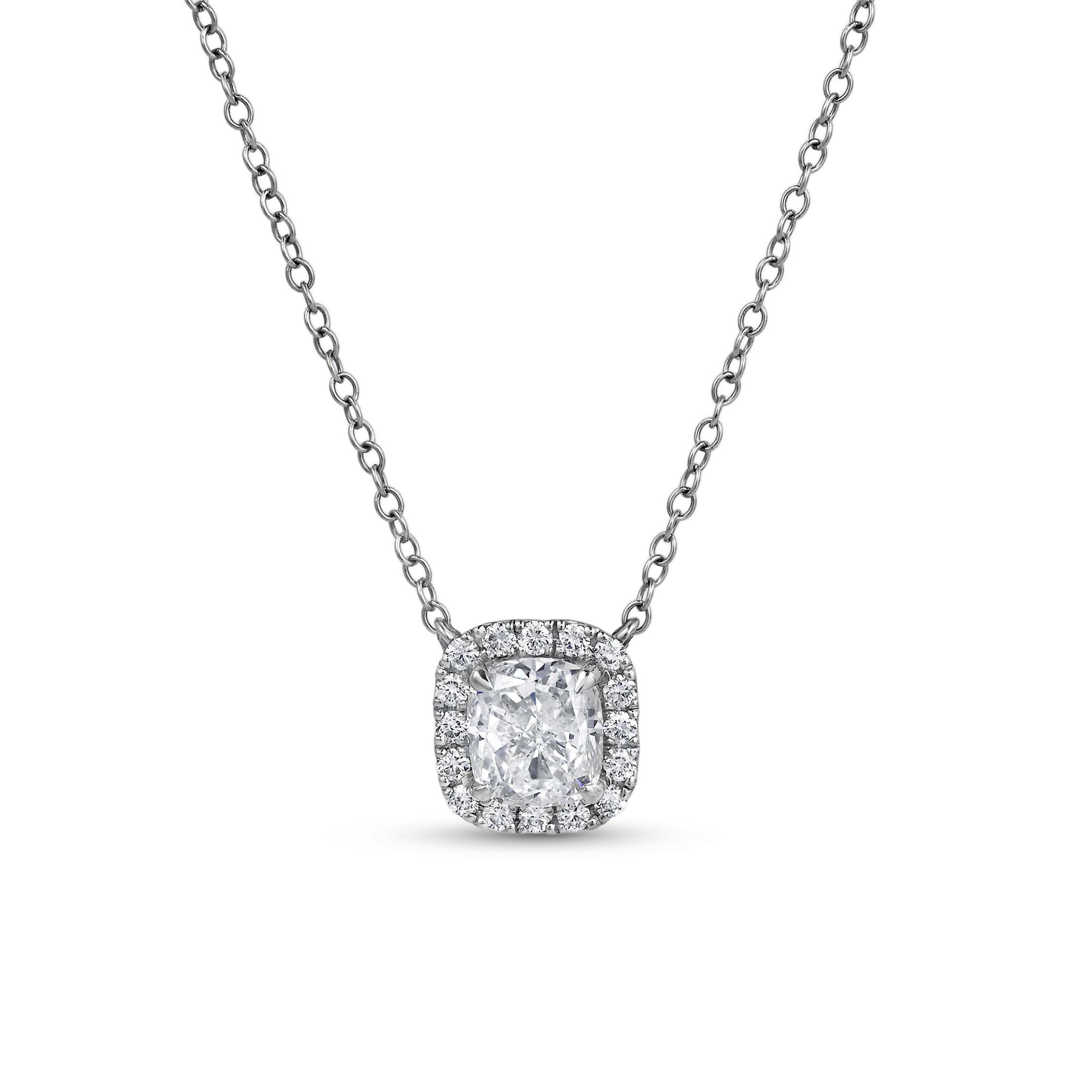 Orsay 2.26 Carat Diamond Halo Pedant Necklace in 18K White Gold