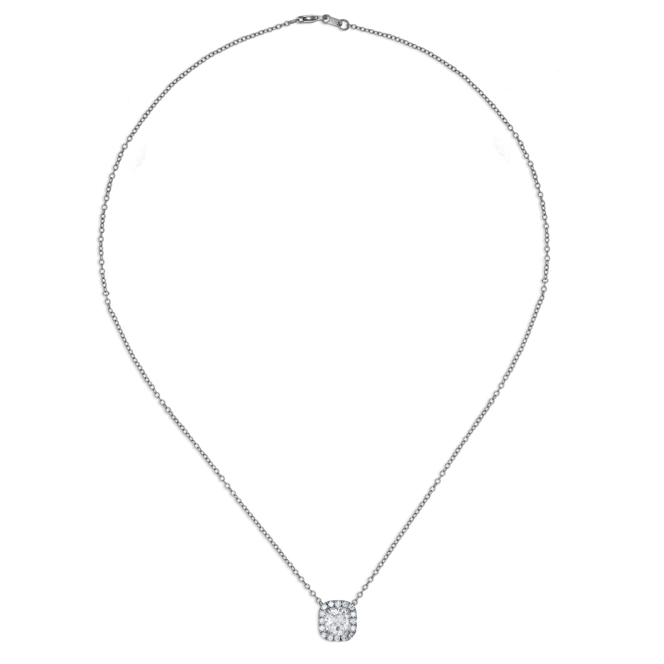 Orsay 2.26 Carat Diamond Halo Pedant Necklace in 18K White Gold