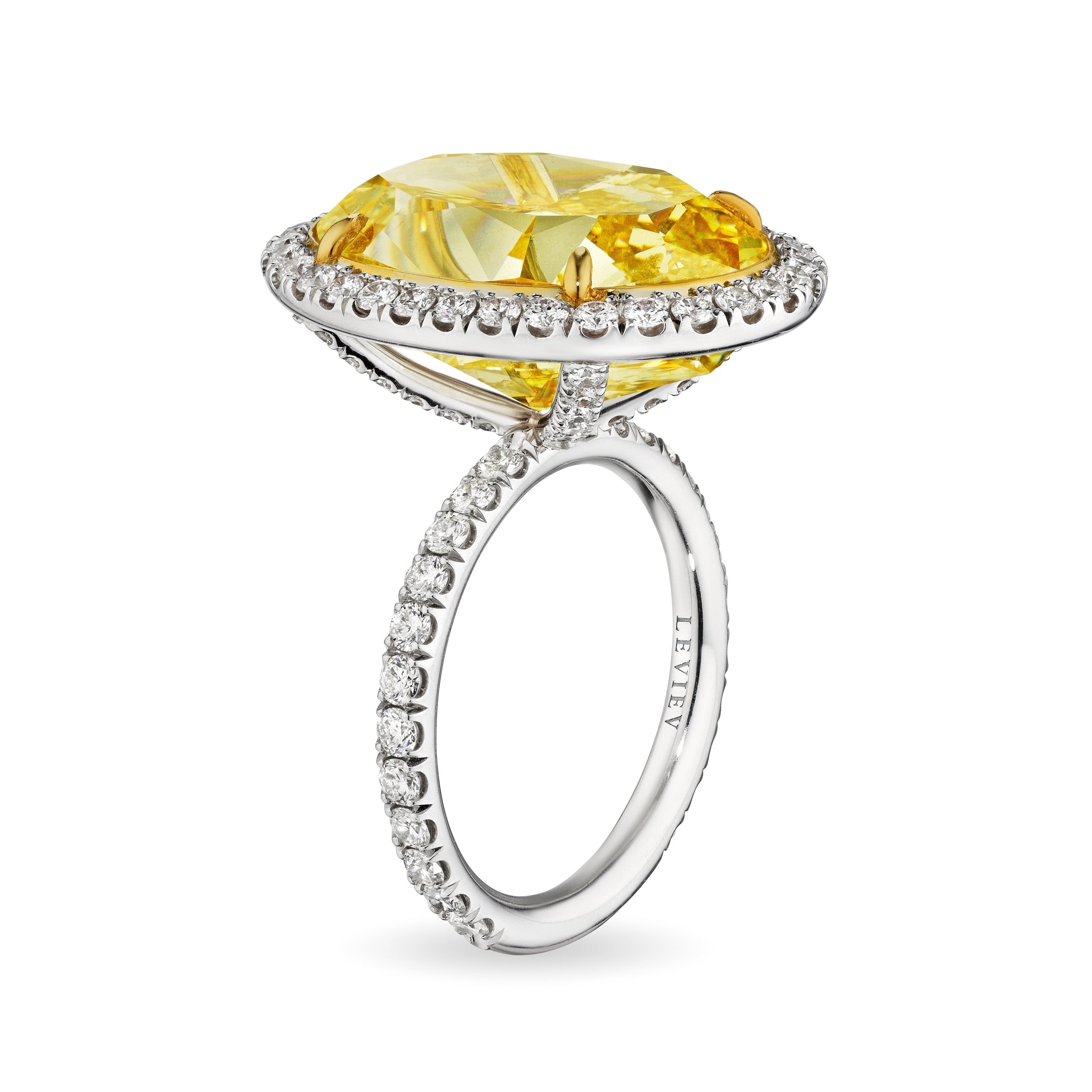 Oval Fancy Yellow Diamond Ring Leviev Rings High Jewelry Leviev 