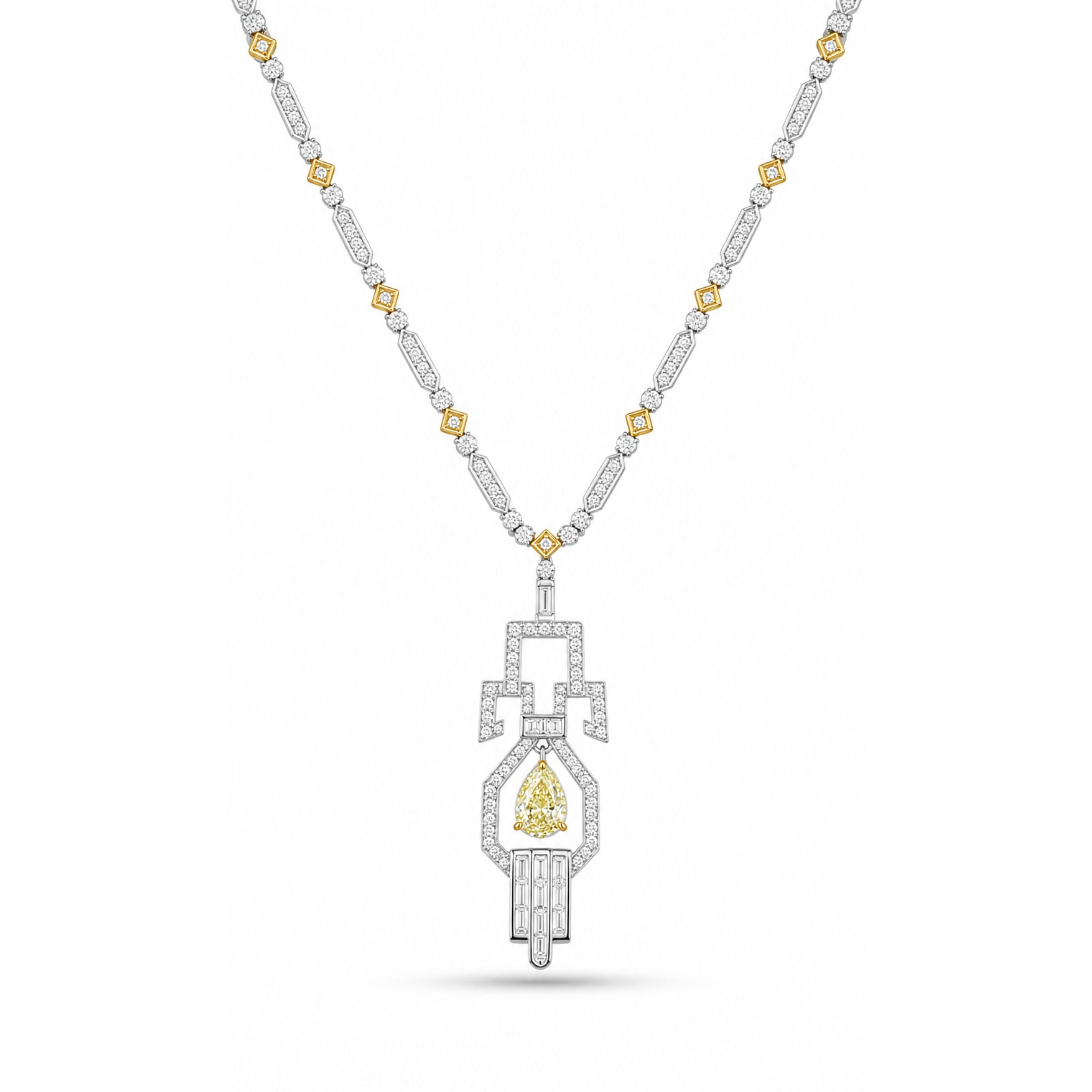 Palladium 4.41 Carat Diamond Pendant Necklace in 18K White Gold