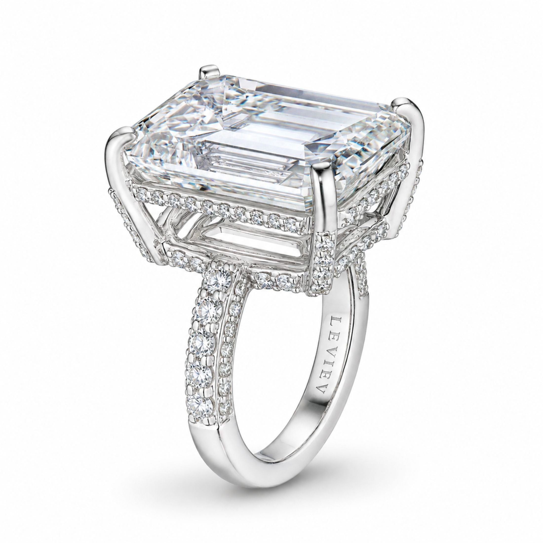Paragon 21.50 Carat Emerald Cut Diamond Ring in 18K White Gold