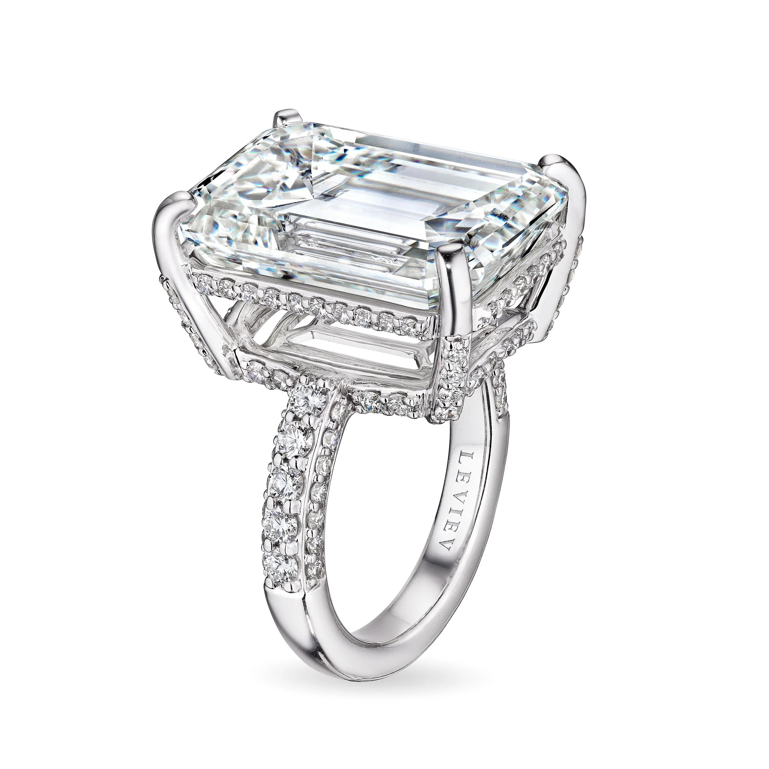 Paragon 21.50 Carat Emerald Cut Diamond Ring in 18K White Gold