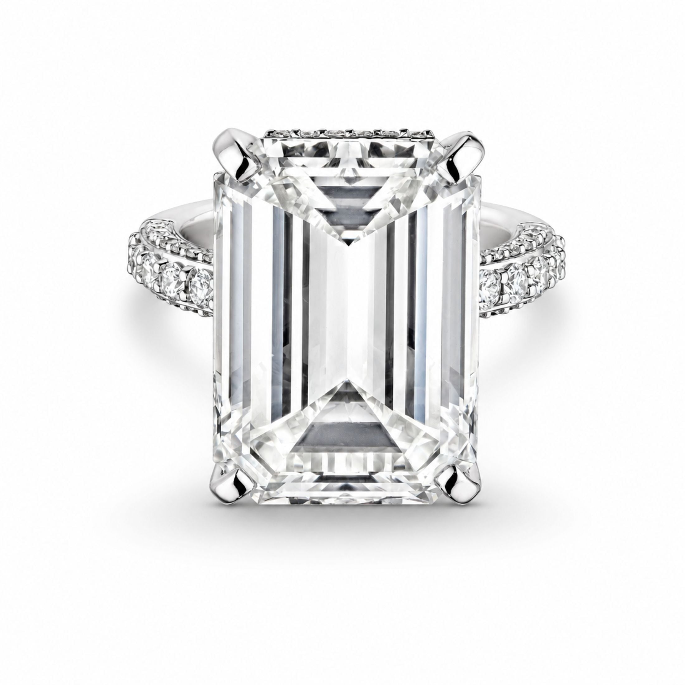Paragon 21.50 Carat Emerald Cut Diamond Ring in 18K White Gold