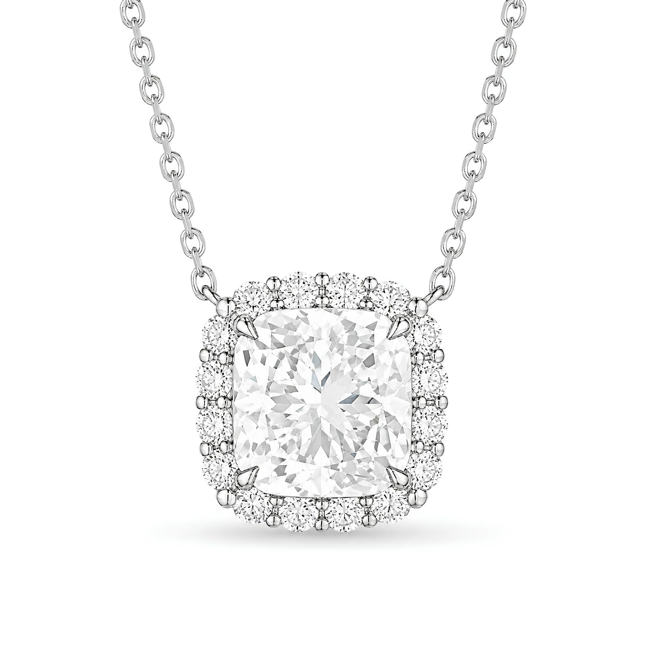 Provence 2.26 Carat Diamond Halo Pendant Necklace in 18K White Gold