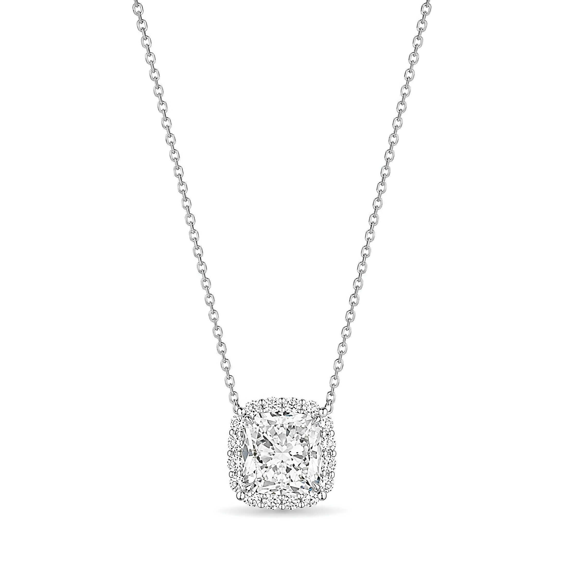 Provence 2.26 Carat Diamond Halo Pendant Necklace in 18K White Gold