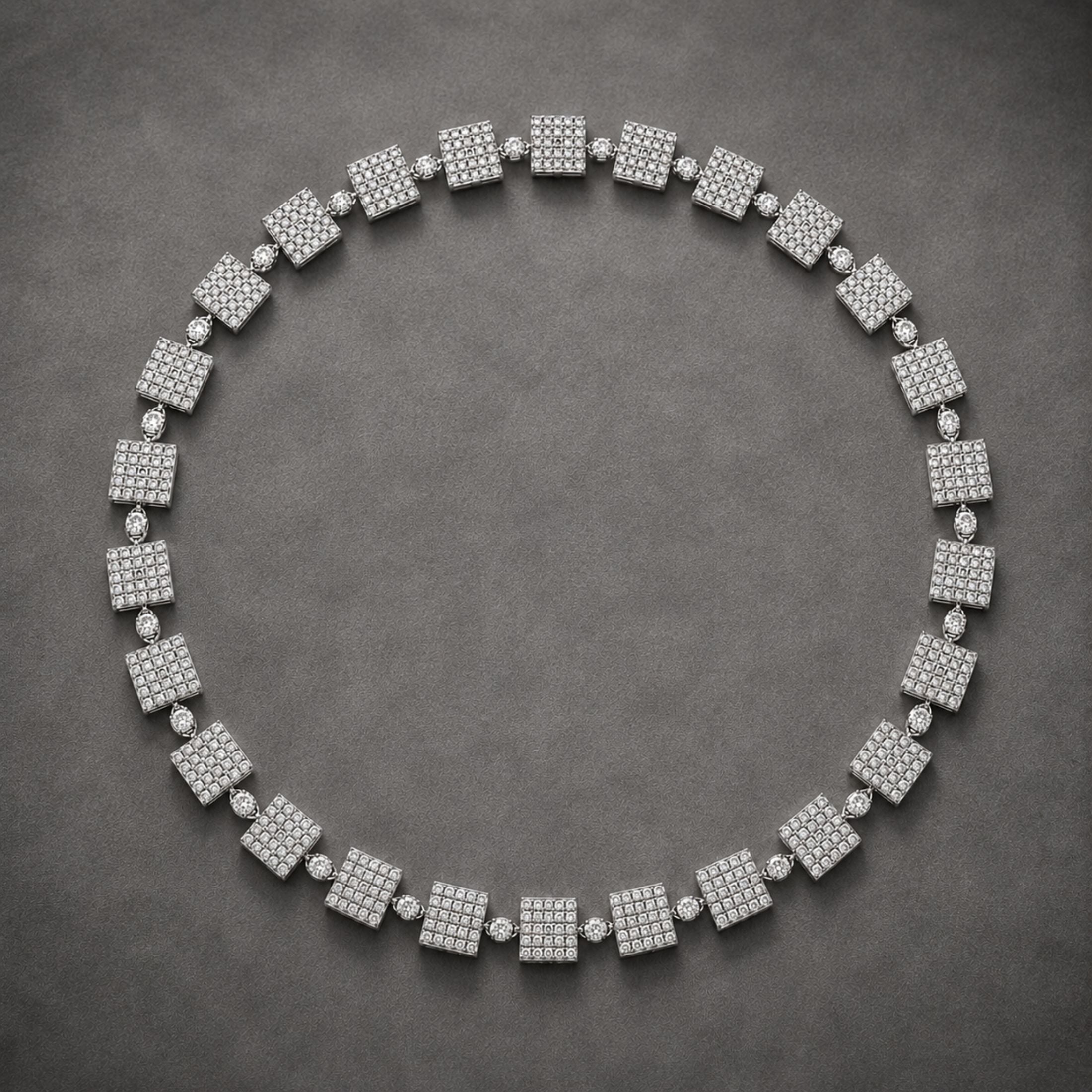 Quadrata 18.25 Carat Diamond Link Necklace in 18K White Gold