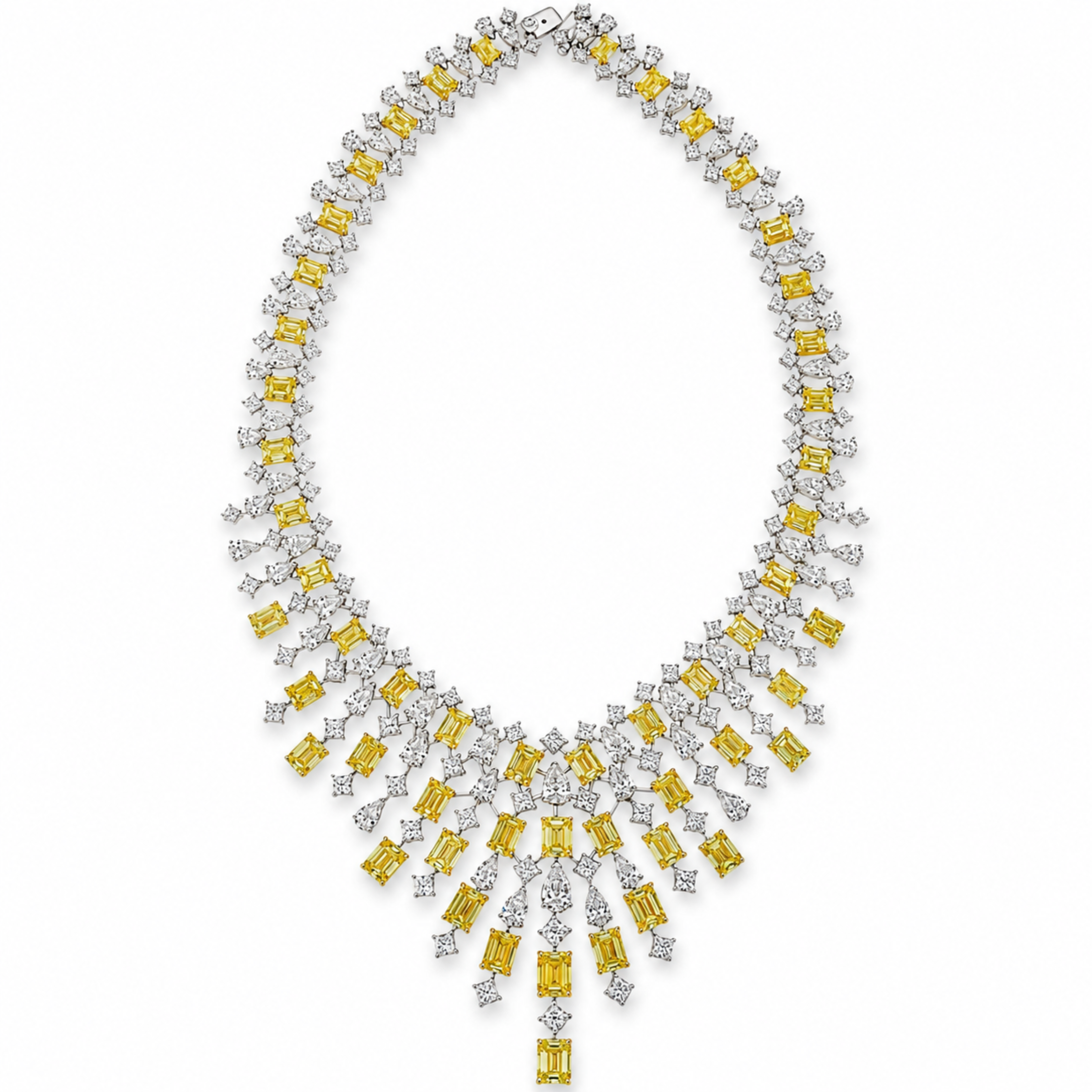 Orsini 125.0 Carat Fancy Yellow Diamond Fringe Necklace in 18K White Gold