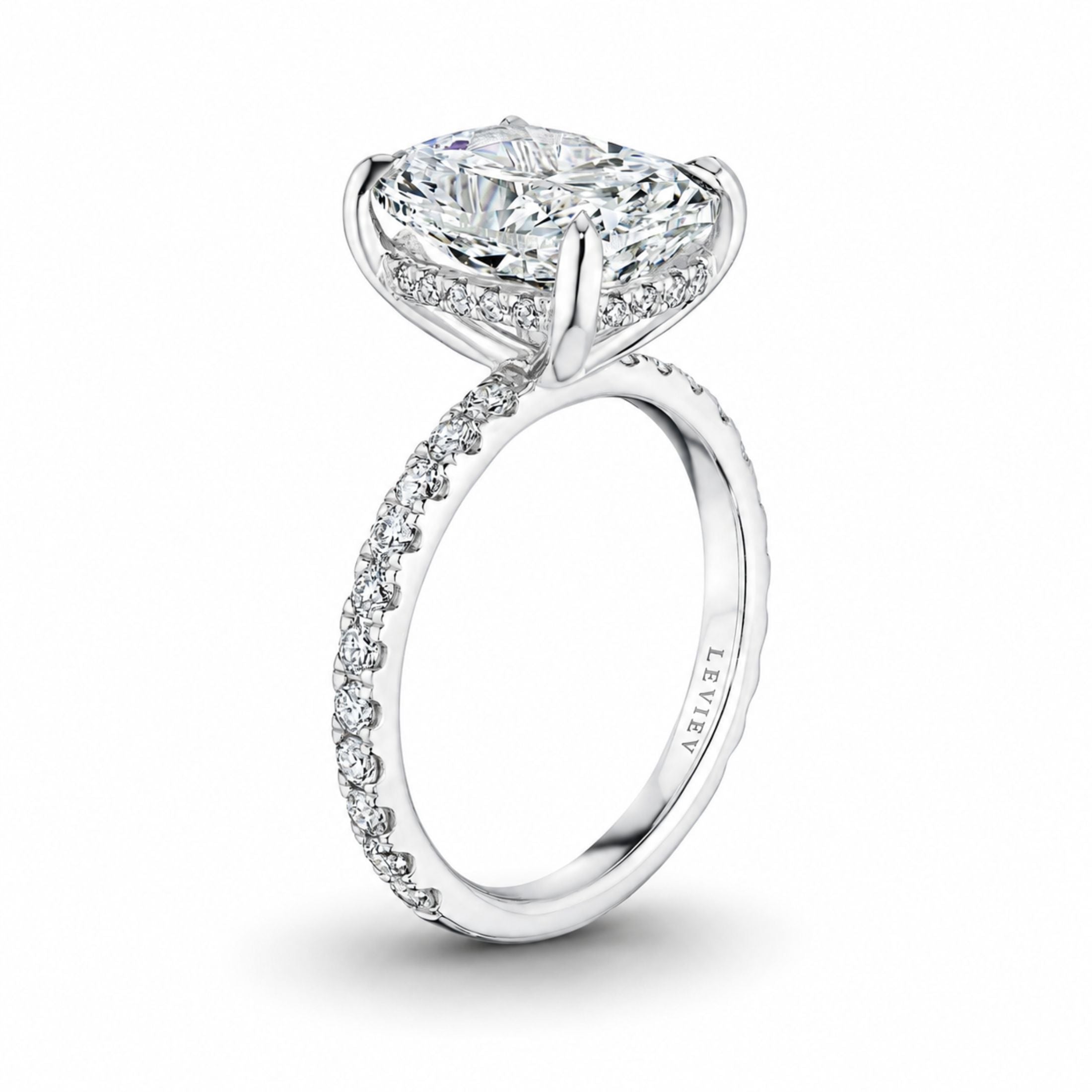 Lalique 4.81 Carat Cushion Cut Diamond Ring in 18K White Gold