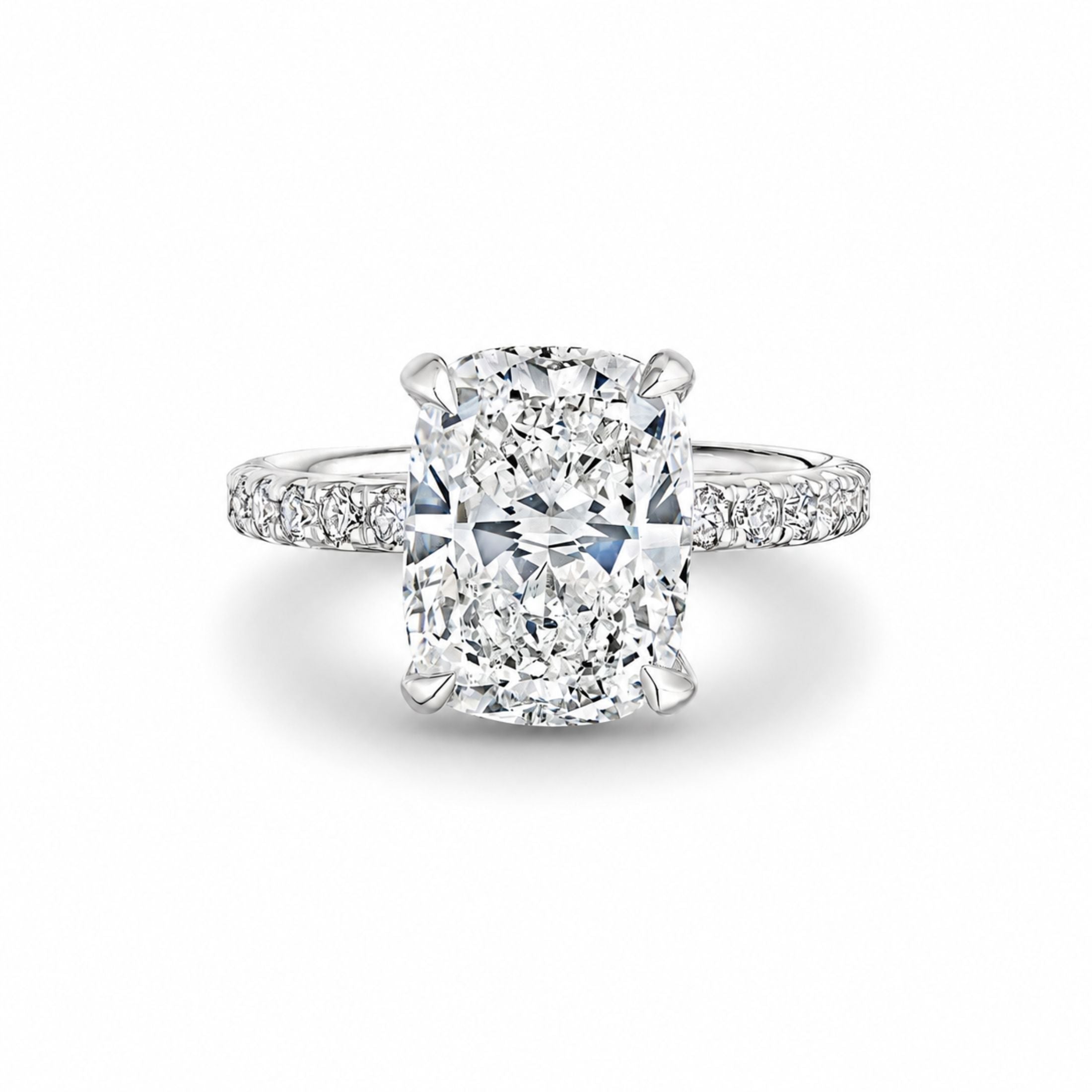 Lalique 4.81 Carat Cushion Cut Diamond Ring in 18K White Gold