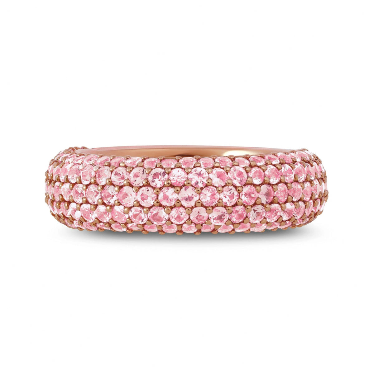 Front view of Blush Pavé 6.0 Carat Pink Sapphire & Agate Ring in 18K Rose Gold