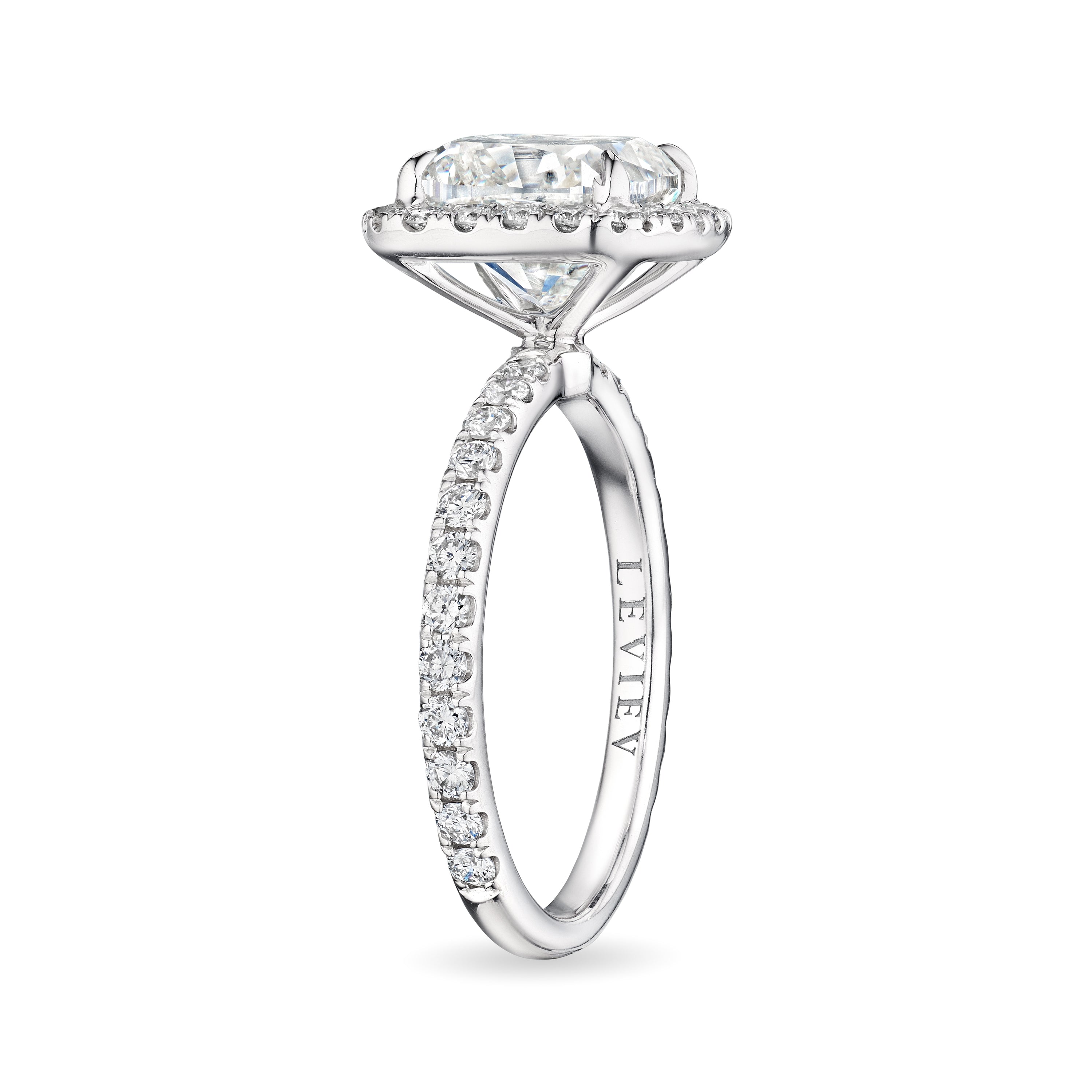 Cushion Cut Diamond Ring with Halo, 3 CT