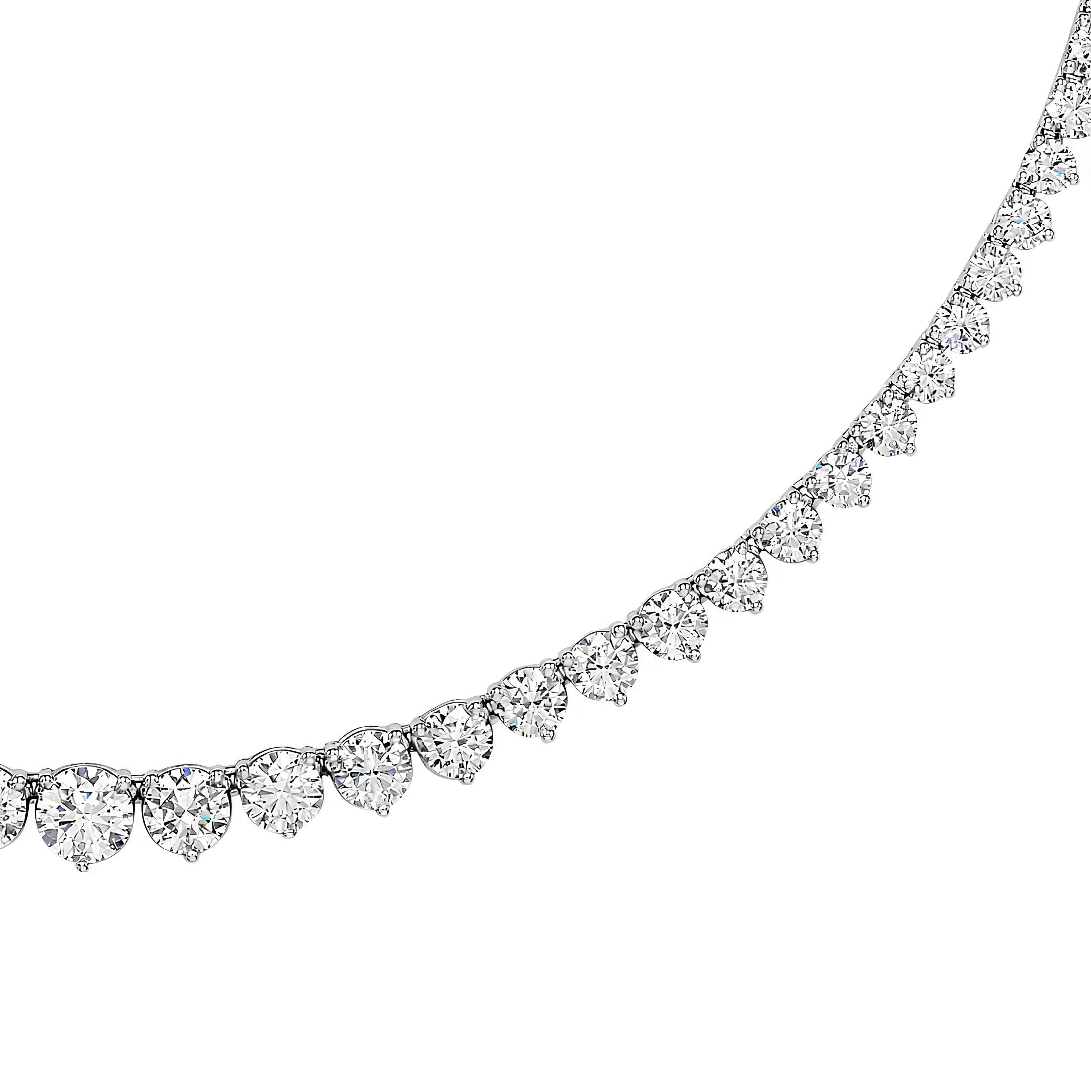 Ravello 11.84 Carat Round Brilliant Diamond Rivière Necklace in Platinum