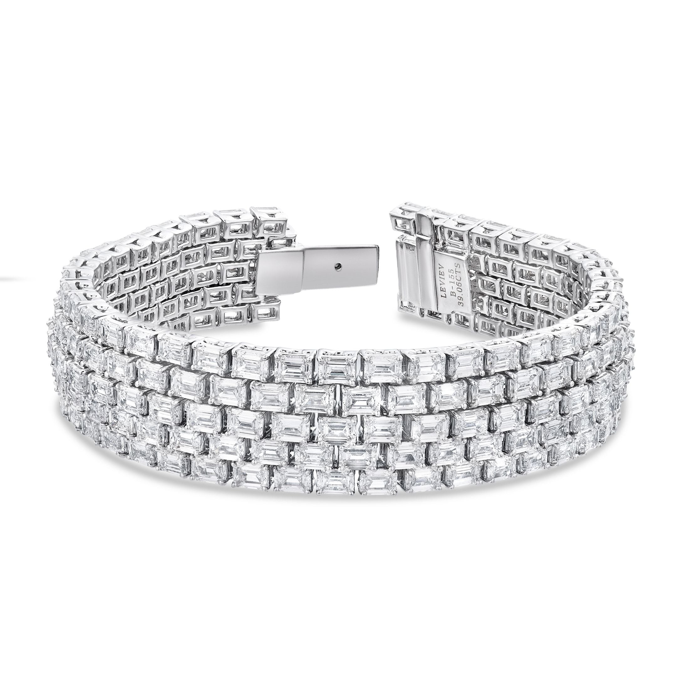 Regency 39.06 Carat Emerald Cut Diamond Bracelet in 18K White Gold