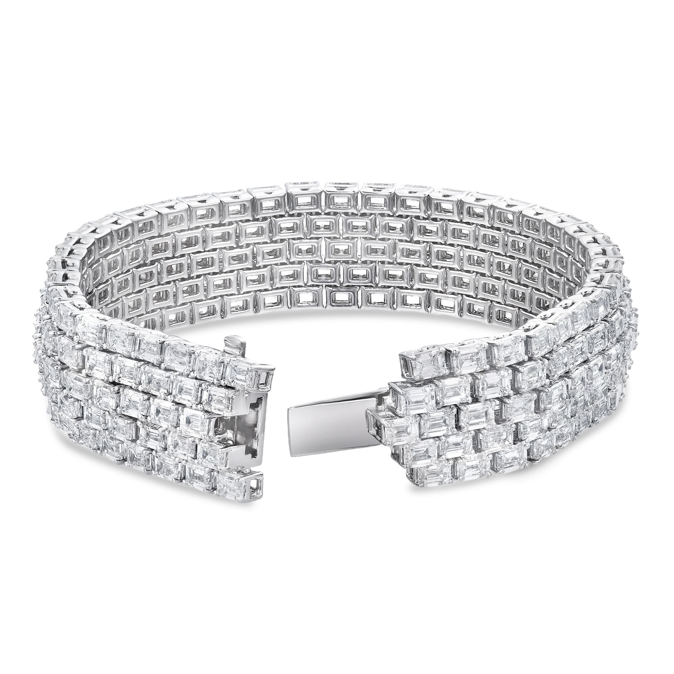 Regency 39.06 Carat Emerald Cut Diamond Bracelet in 18K White Gold
