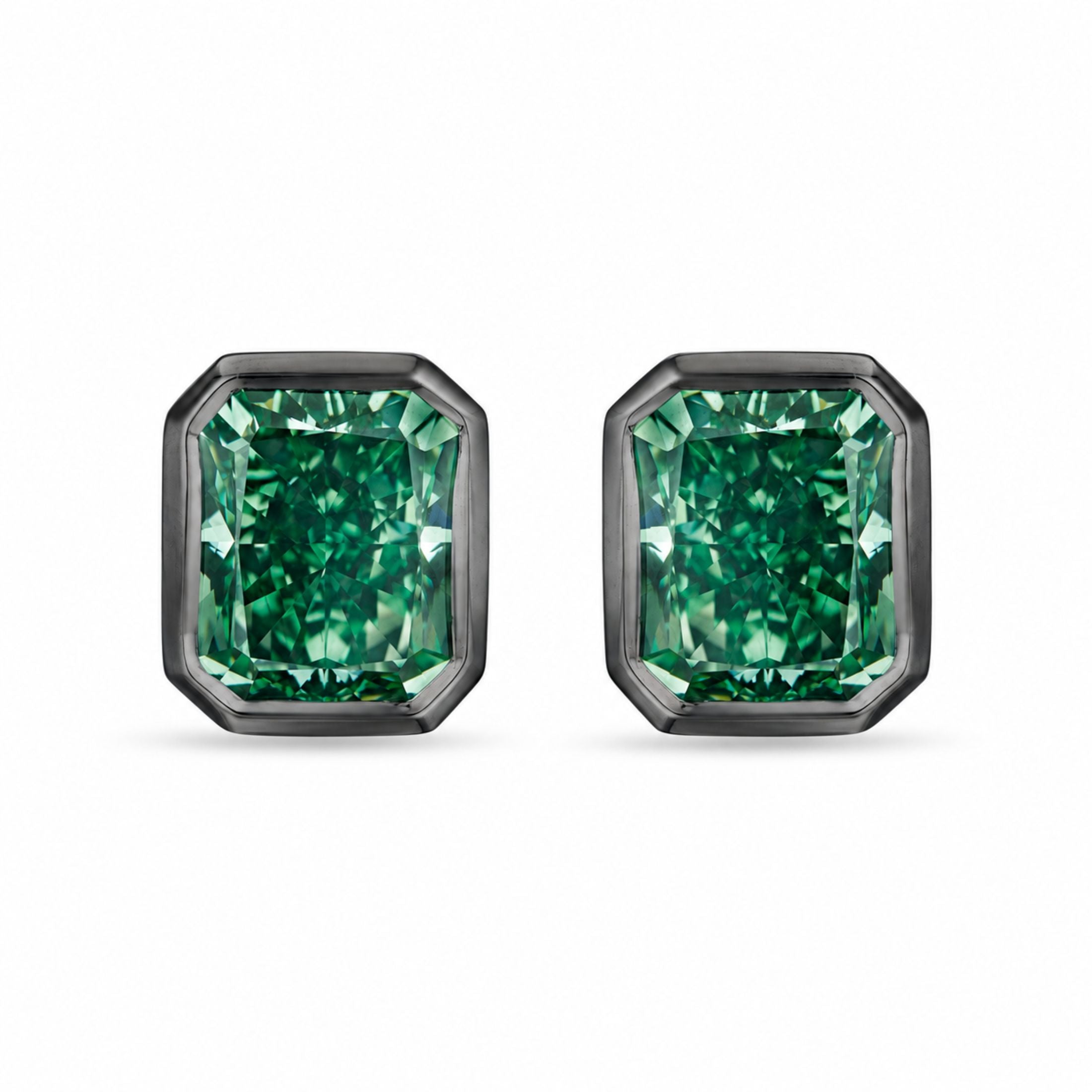 Regent Evergreen 10.76ct green diamond stud earrings in 18K white gold
