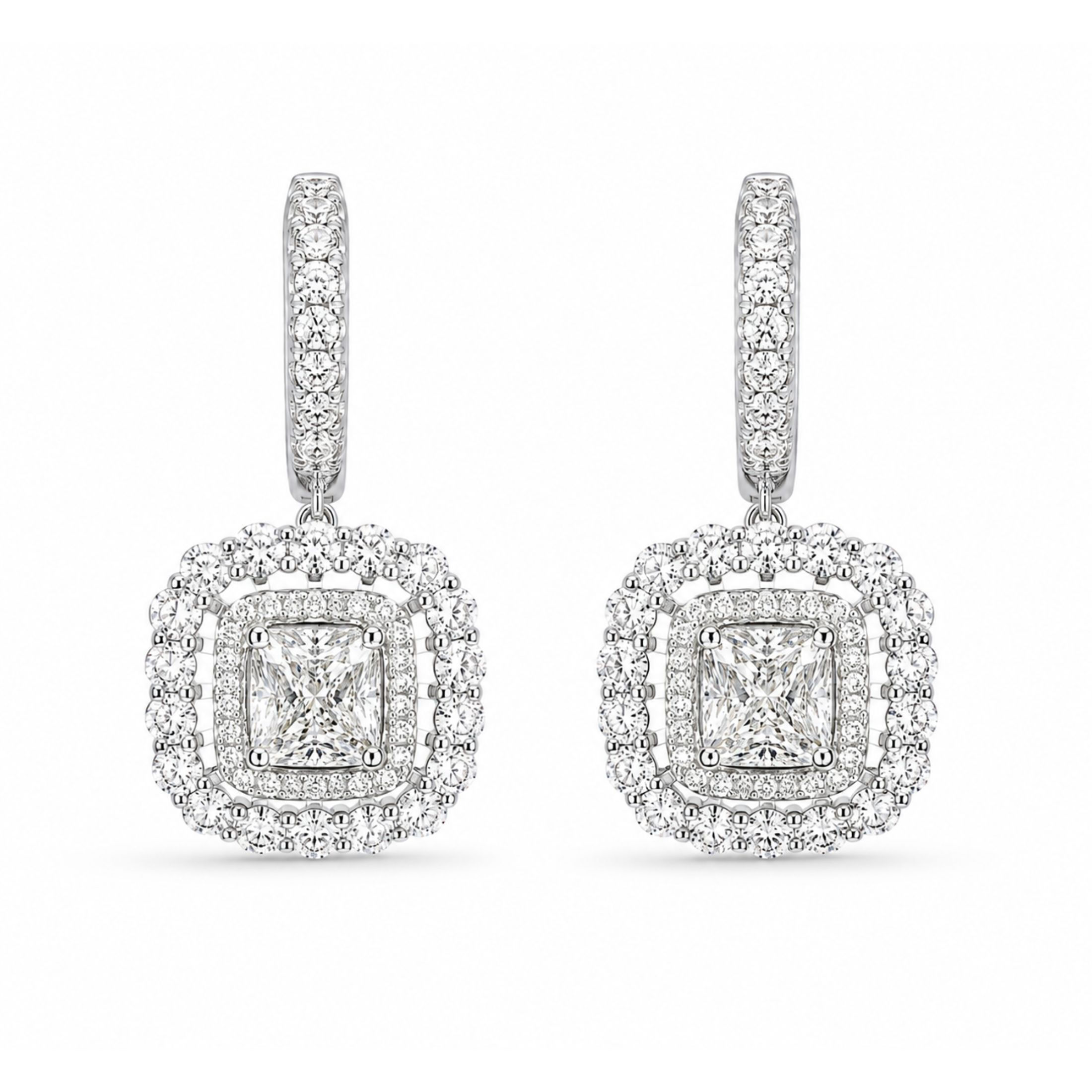 Regent Glow 4.33 Carat Diamond Drop Earrings in 18K White Gold