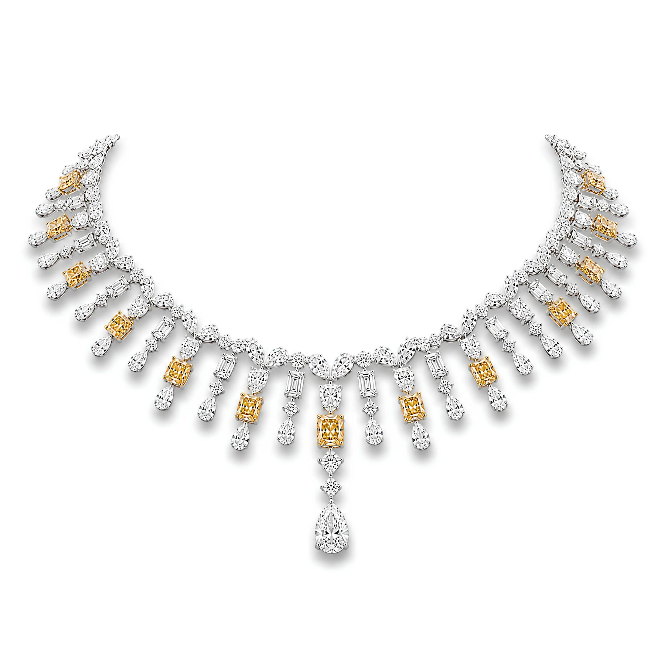 Regina del Sole 90.30 Carat Diamond Necklace in 18K White Gold