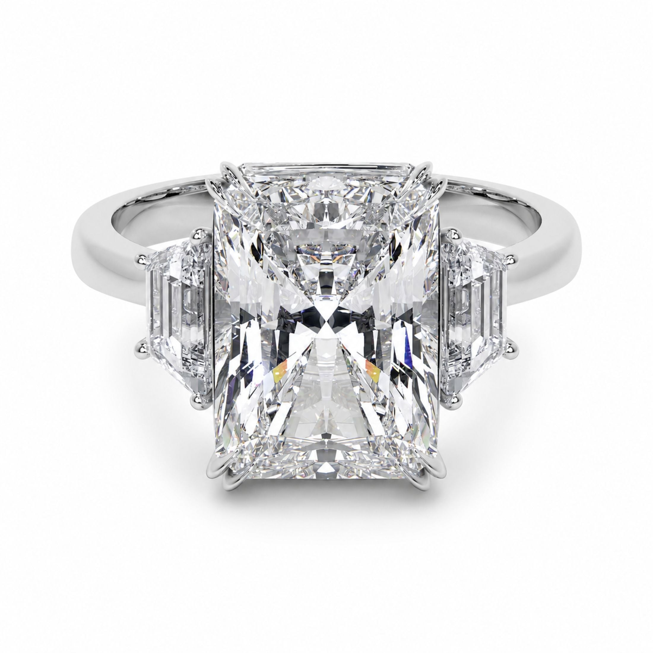 Rosalind 5.82 Carat Diamond Radiant Cut Ring in 18K White Gold