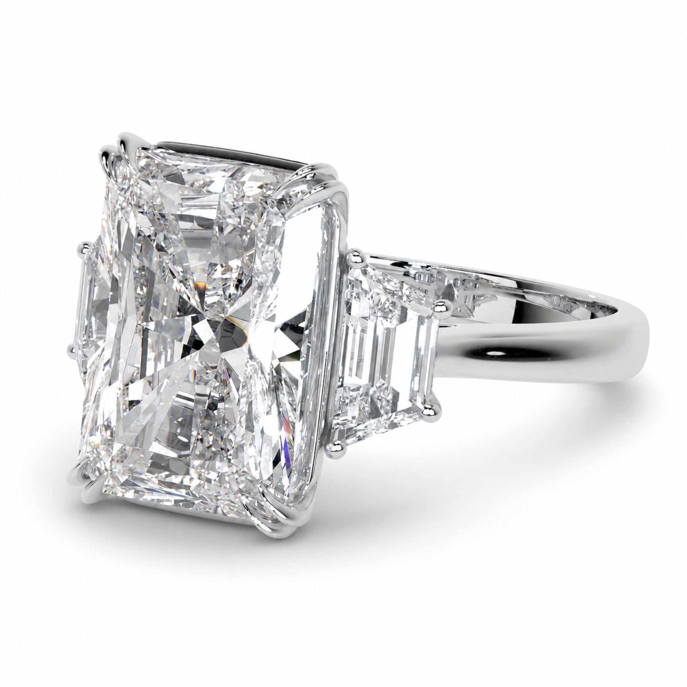 Rosalind 5.82 Carat Diamond Radiant Cut Ring in 18K White Gold