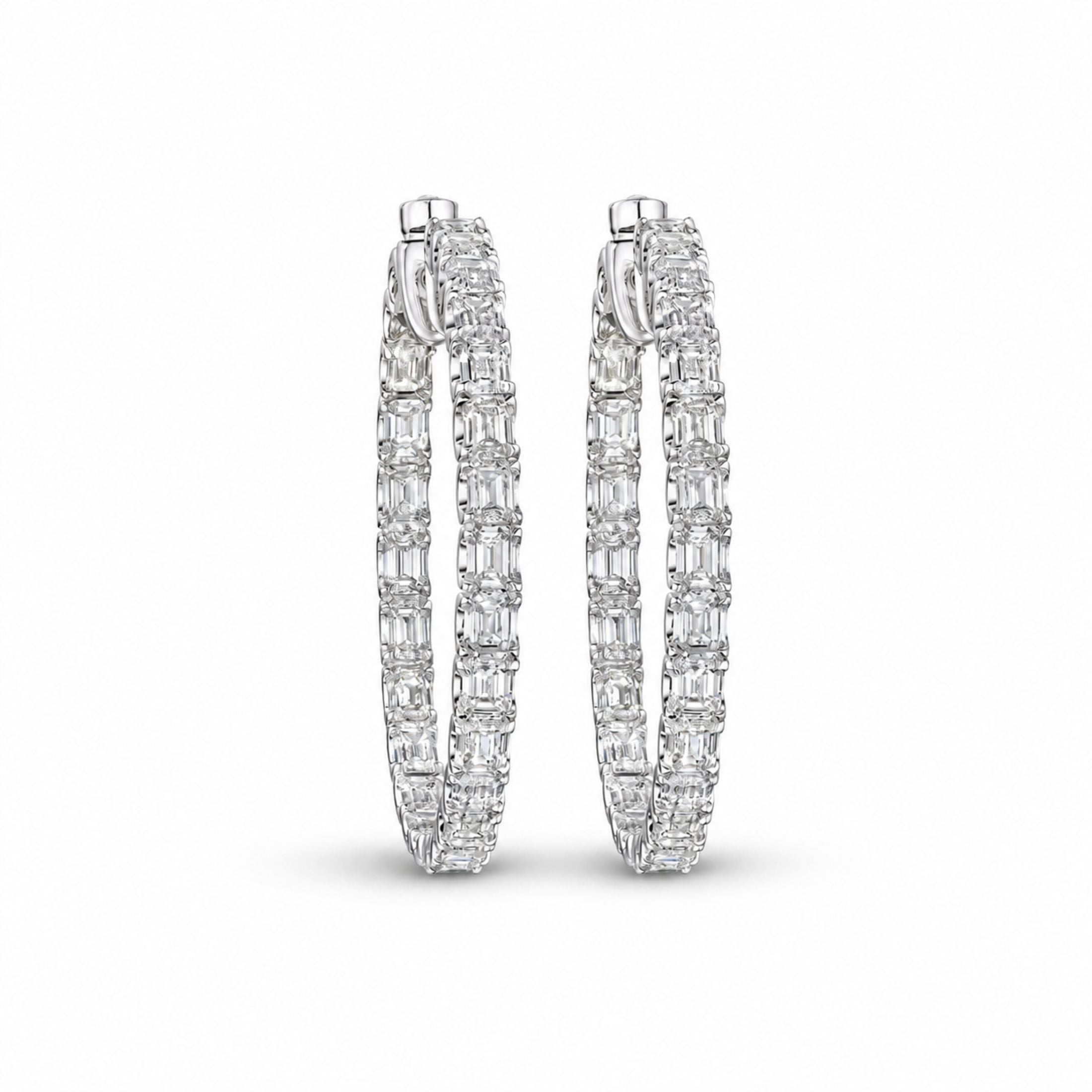 Rosecliff 11.0 Carat Diamond Hoop Earrings in 18K White Gold