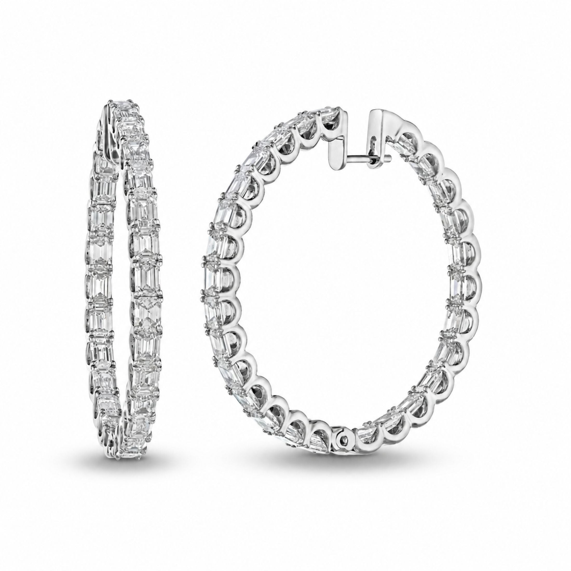 Rosecliff 11.0 Carat Diamond Hoop Earrings in 18K White Gold