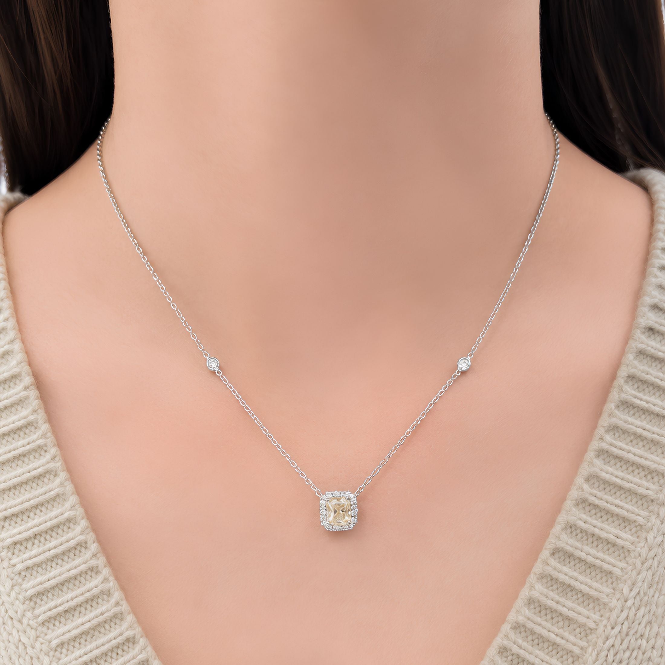 Rousselle 1.31 Carat Yellow Diamond Pendant in 18K White Gold