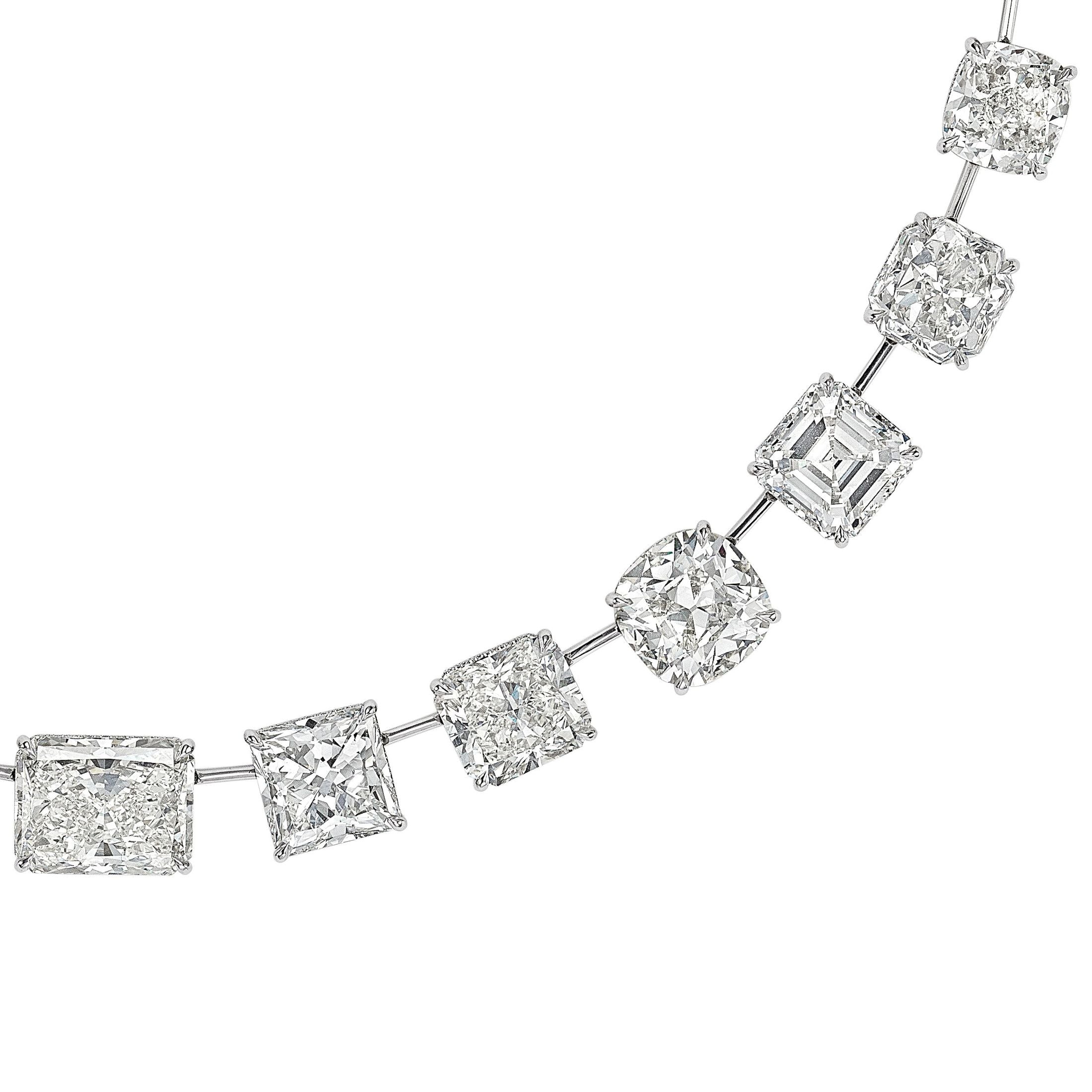 Rowley 115.0 Carat Diamond Station Necklace in Platinum