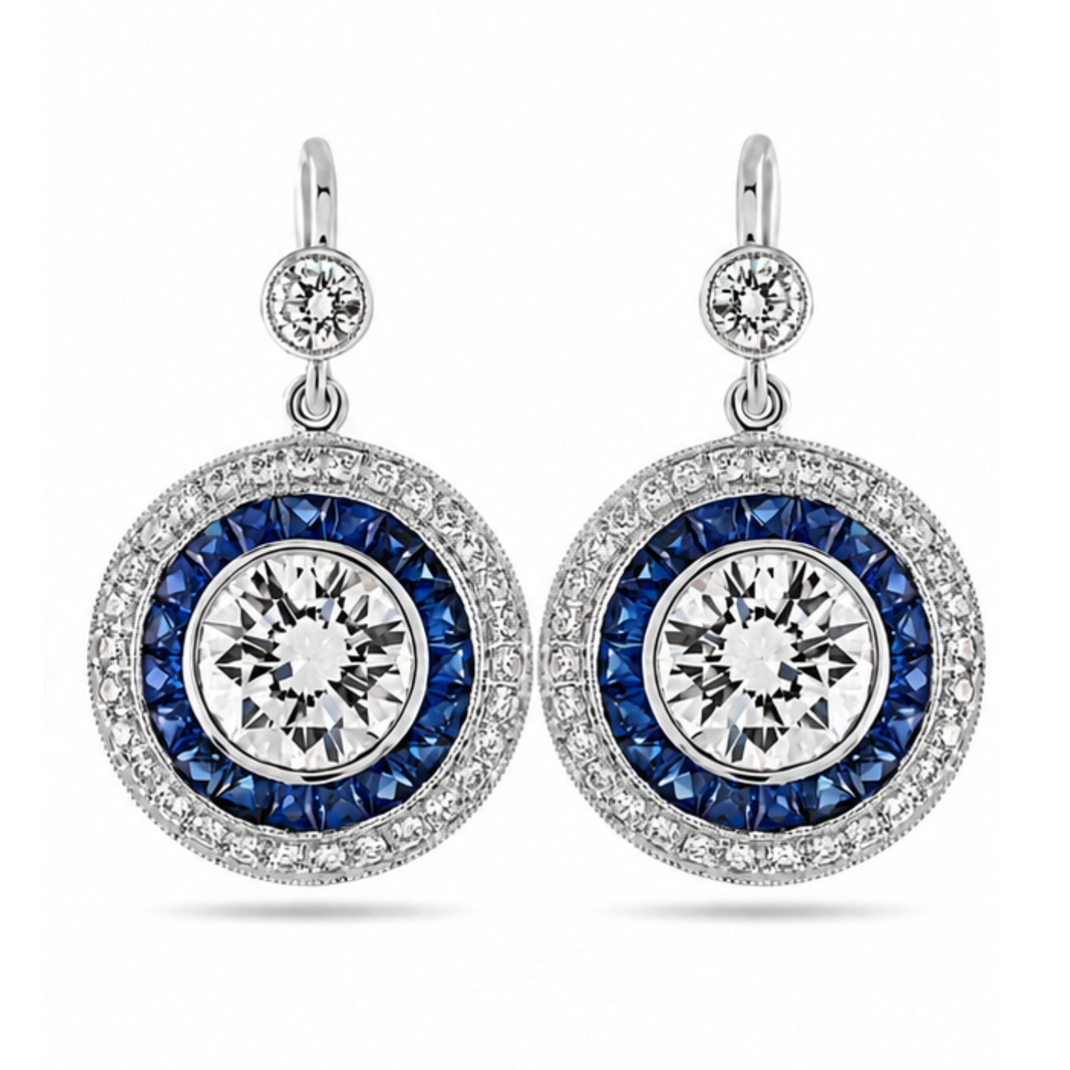 Royal Meridian 4.81 Carat Sapphire & Diamond Drop Earrings in Platinum