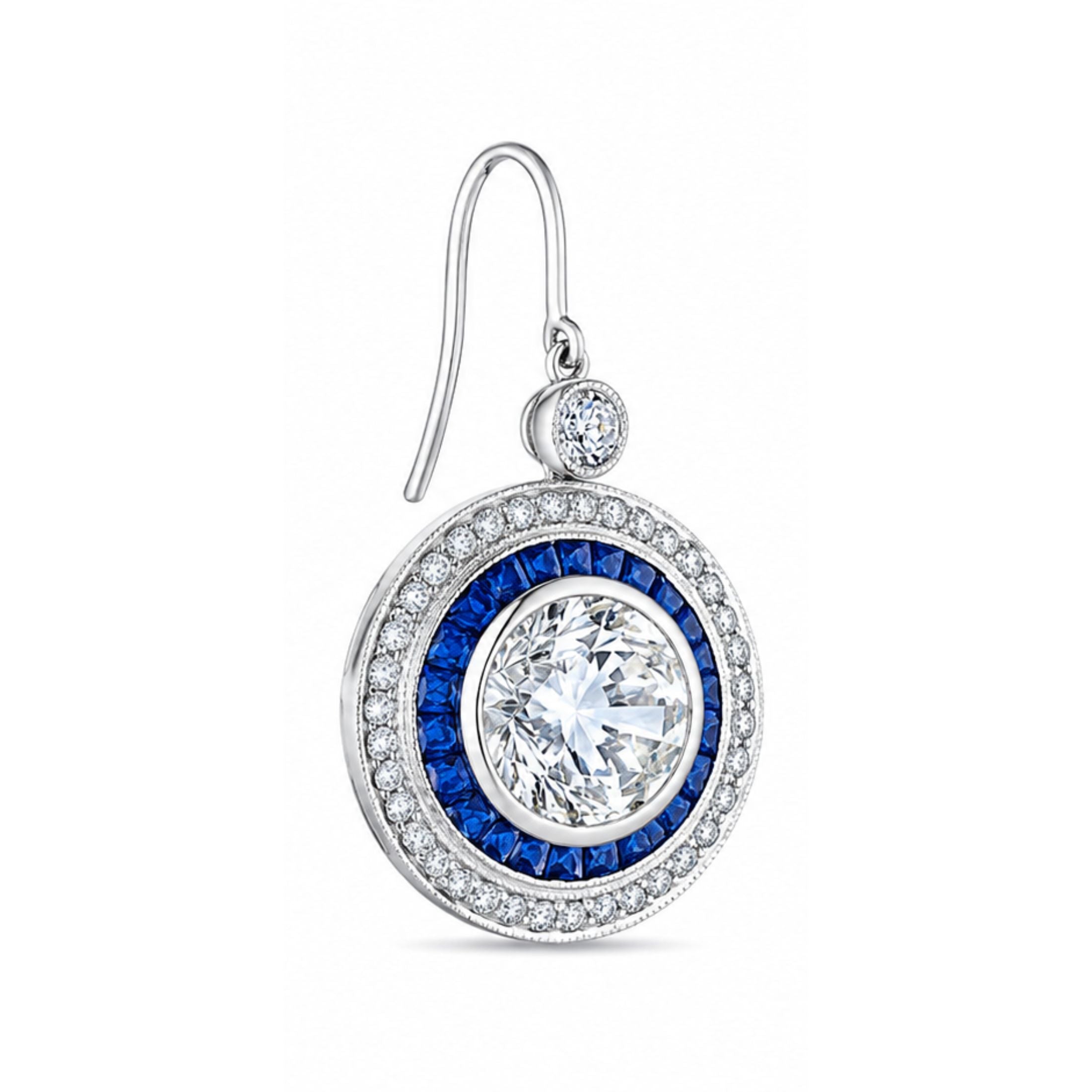 Royal Meridian 4.81 Carat Sapphire & Diamond Drop Earrings in Platinum