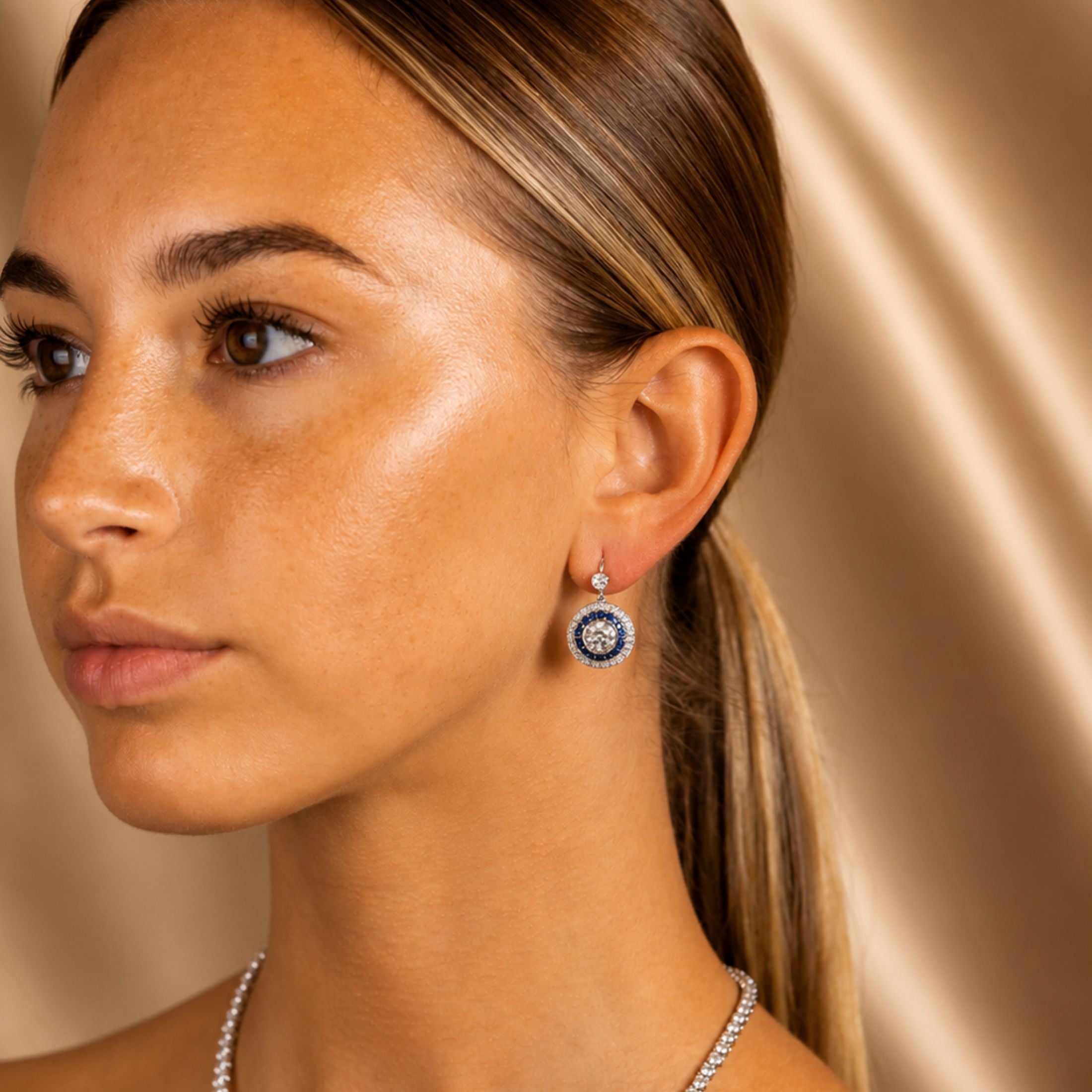 Royal Meridian 4.81 Carat Sapphire & Diamond Drop Earrings in Platinum