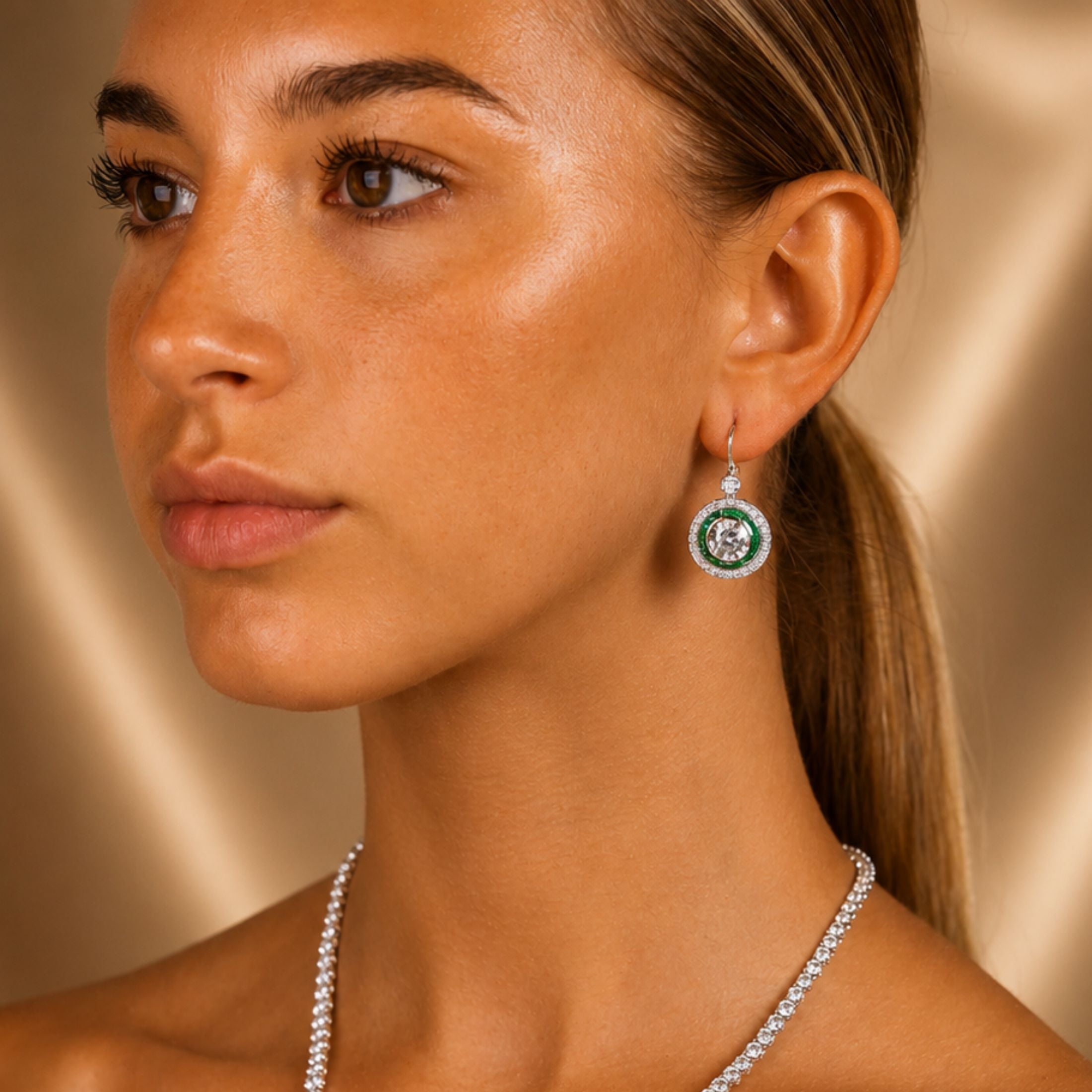 Royal Verdure 6.89 Carat Emerald & Diamond Drop Earrings in Platinum