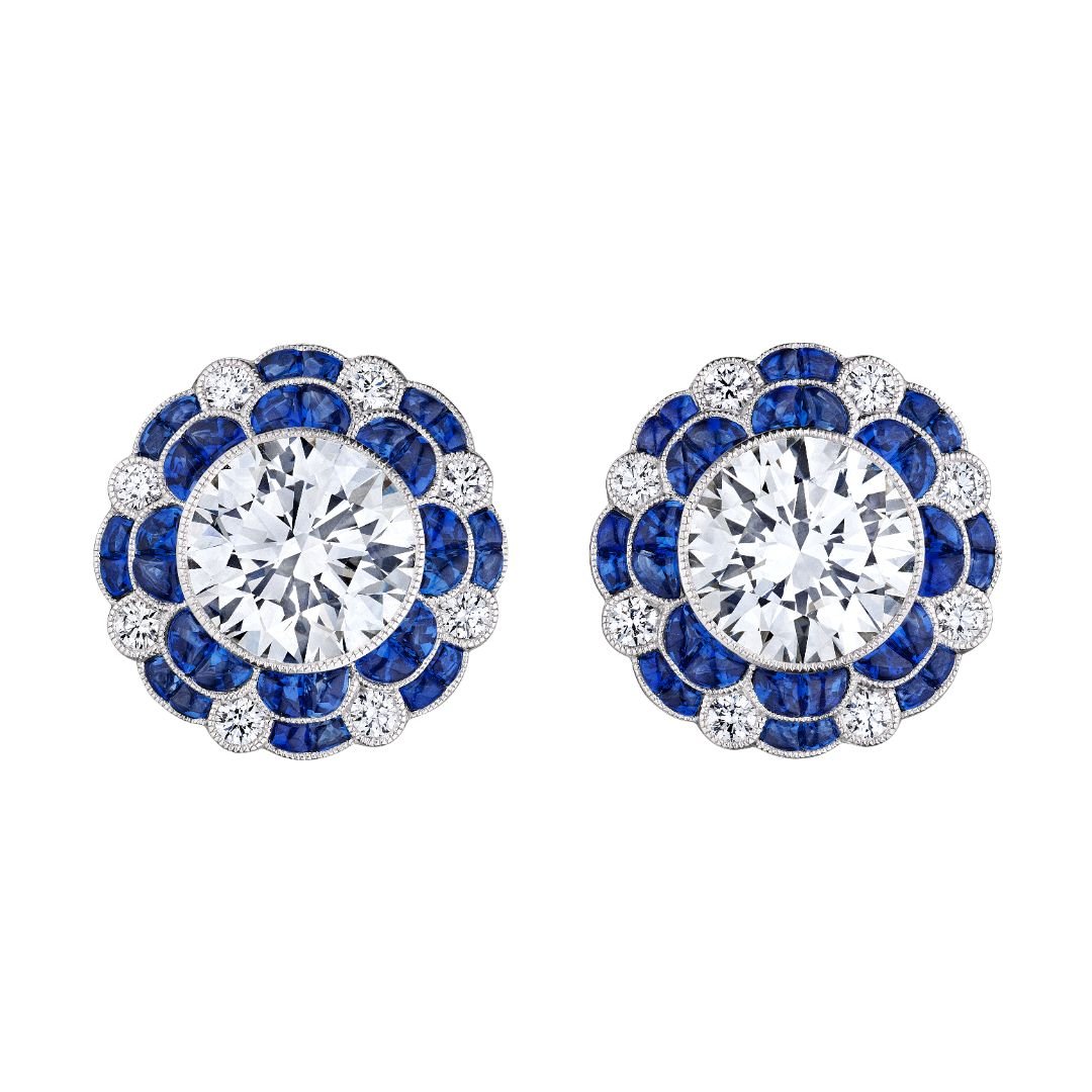'Sapphire Symphony' Diamond Earrings, 2 CT Each Leviev Earrings Earrings Leviev 