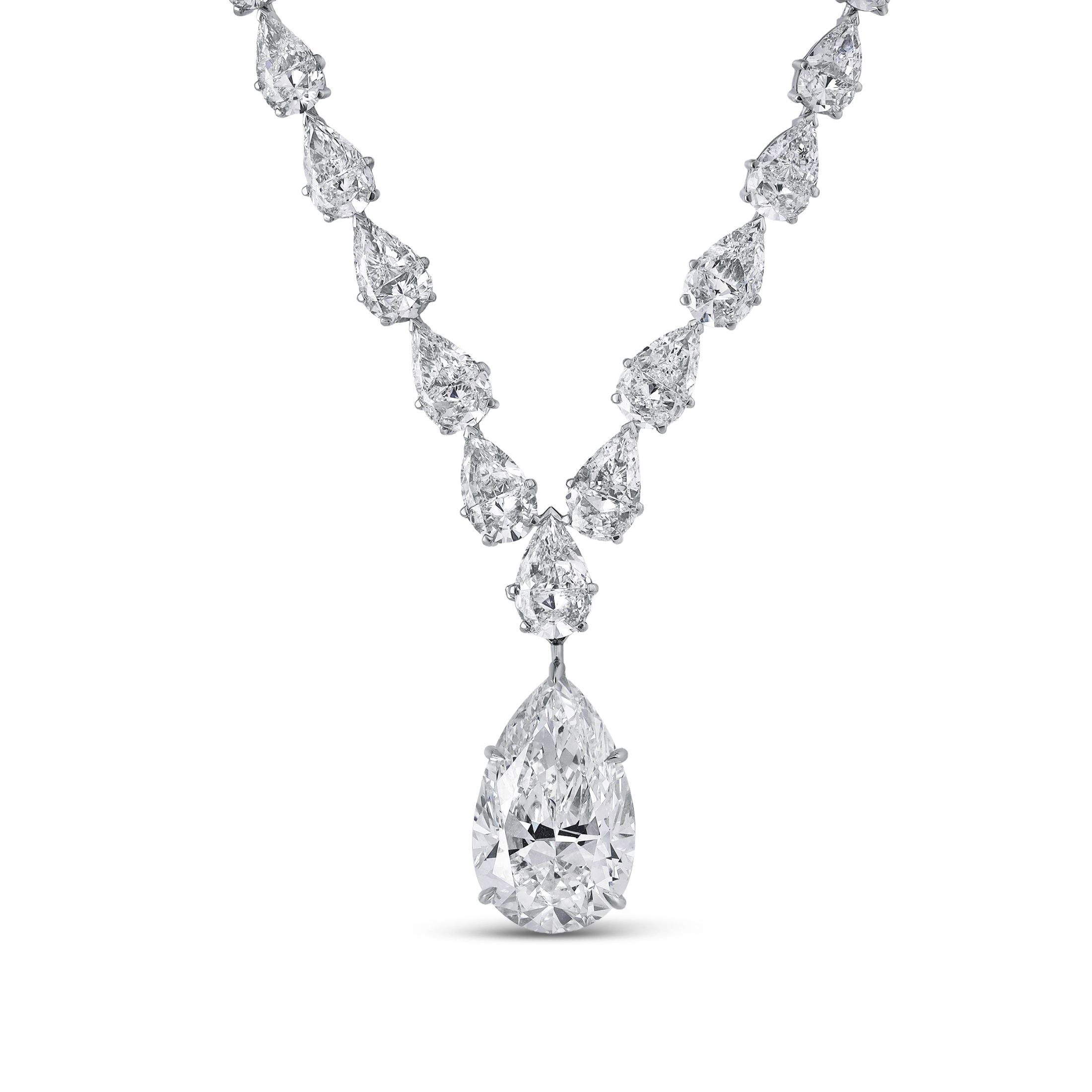 Savona 44.71 Pear Shape Diamond Pendant Necklace in 18K White Gold