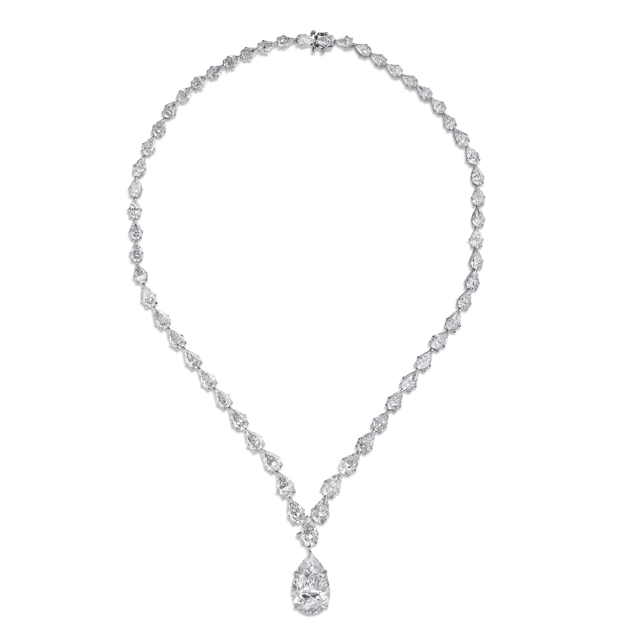 Savona 44.71 Pear Shape Diamond Pendant Necklace in 18K White Gold