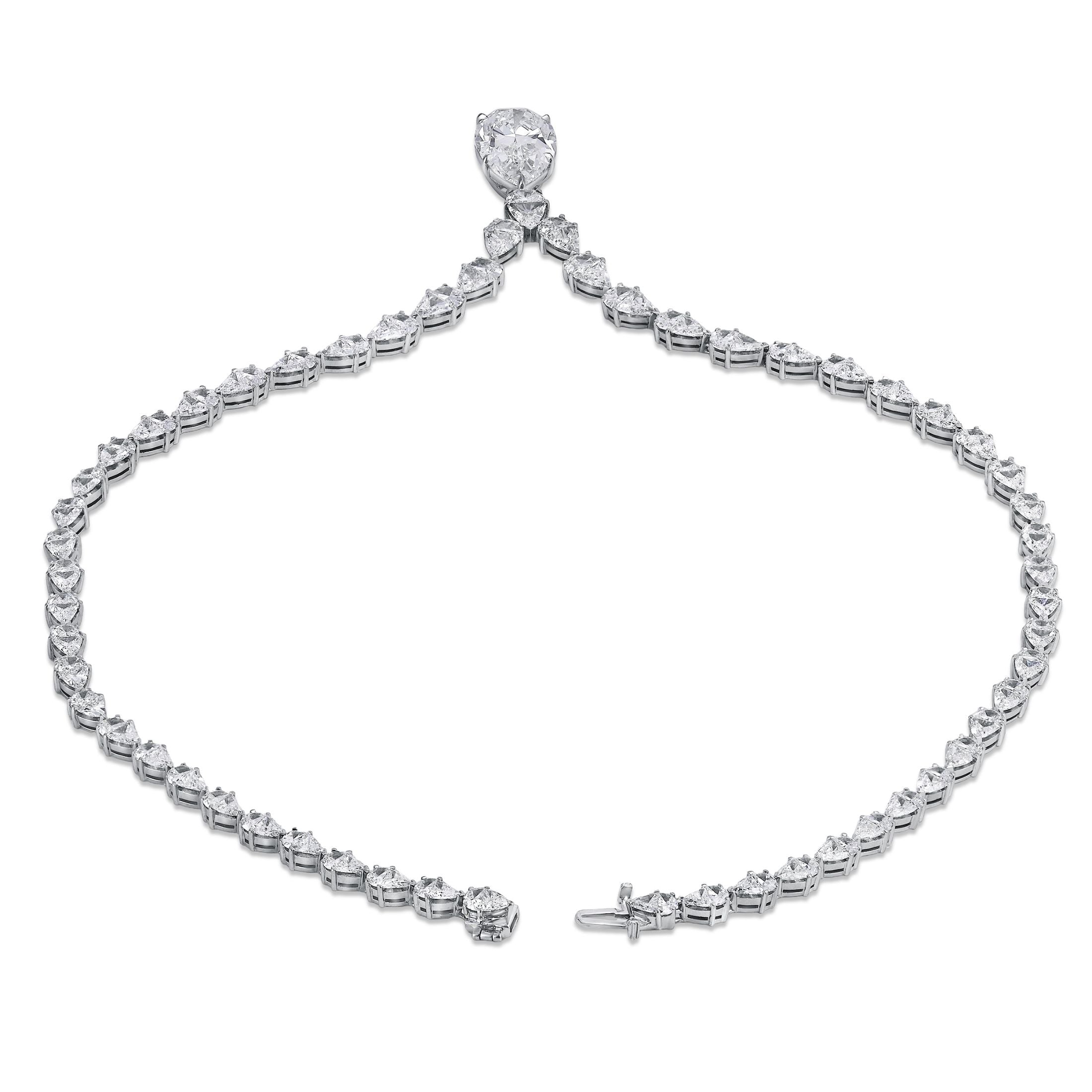 Savona 44.71 Pear Shape Diamond Pendant Necklace in 18K White Gold
